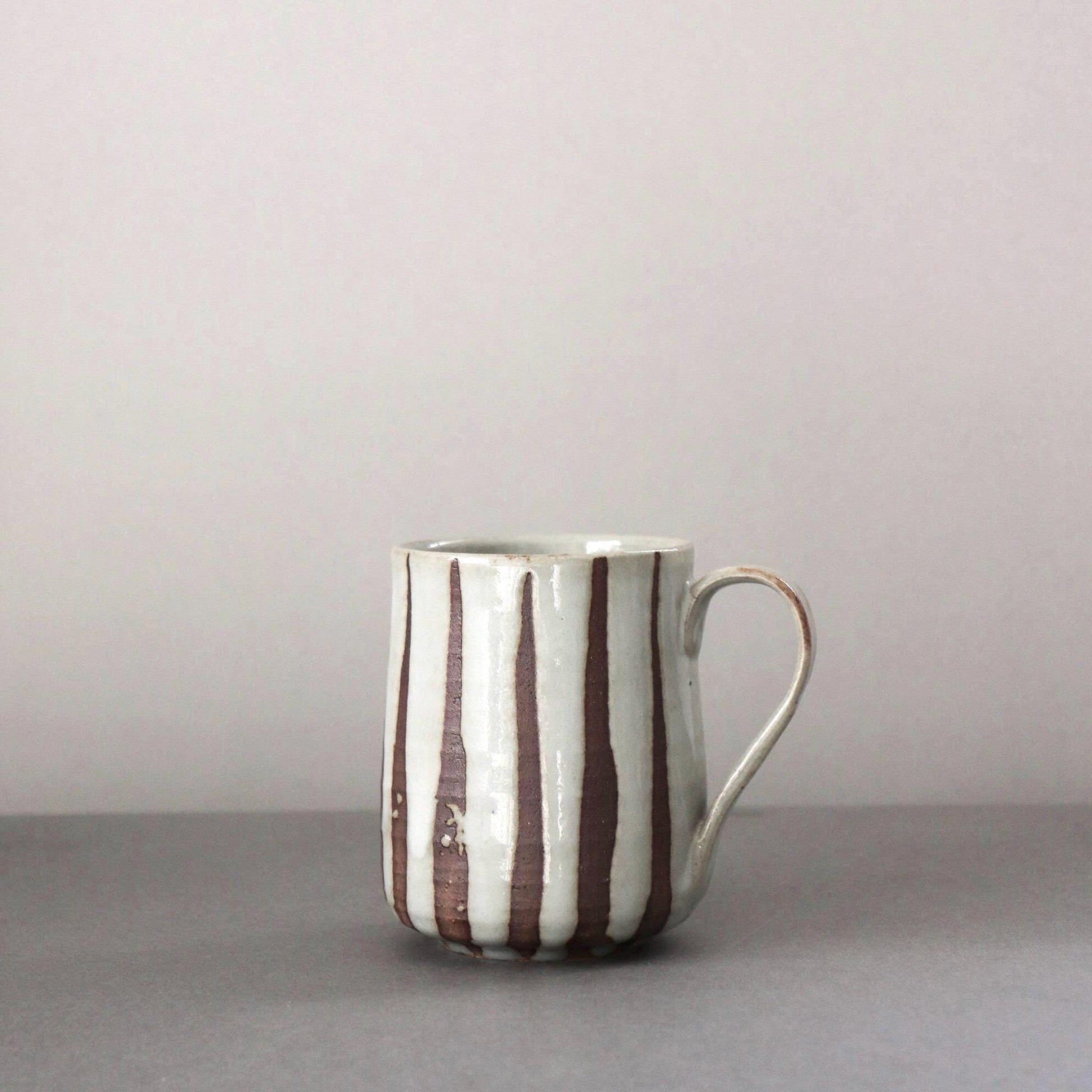 One-of-a-Kind Japanese Pottery Mug | Handmade BABA Toro Mug | Striped Ceramic Coffee Cup | 300ml Artisan Mug Made in Japan