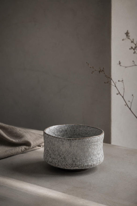 White Snowfield Matcha Bowl | Mino Ware Chawan | Japanese Tea Ceremony Bowl | Wabi Sabi Ceramic Bowl | Made in Japan
