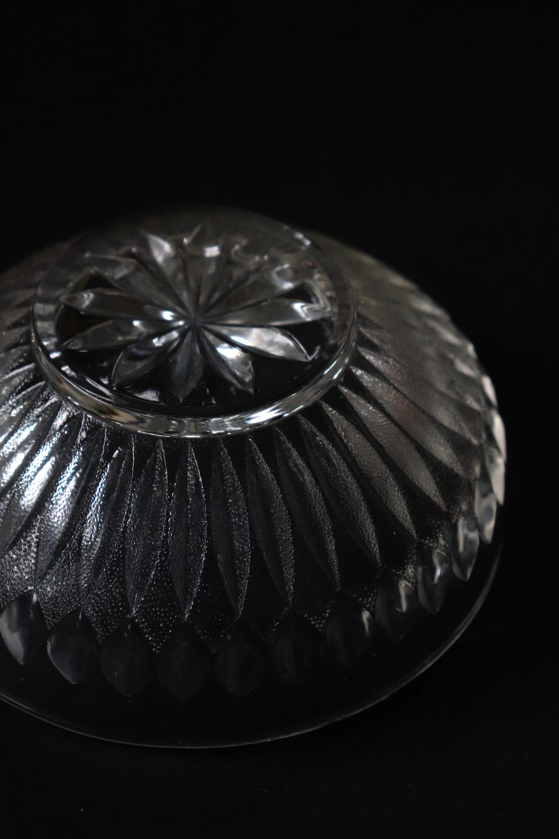 Vintage Glass Collection No.009 – Japanese Vintage Glass Bowl, Frosted Faceted Glass Object, Sculptural Glass Vessel, Decorative Fruit Bowl