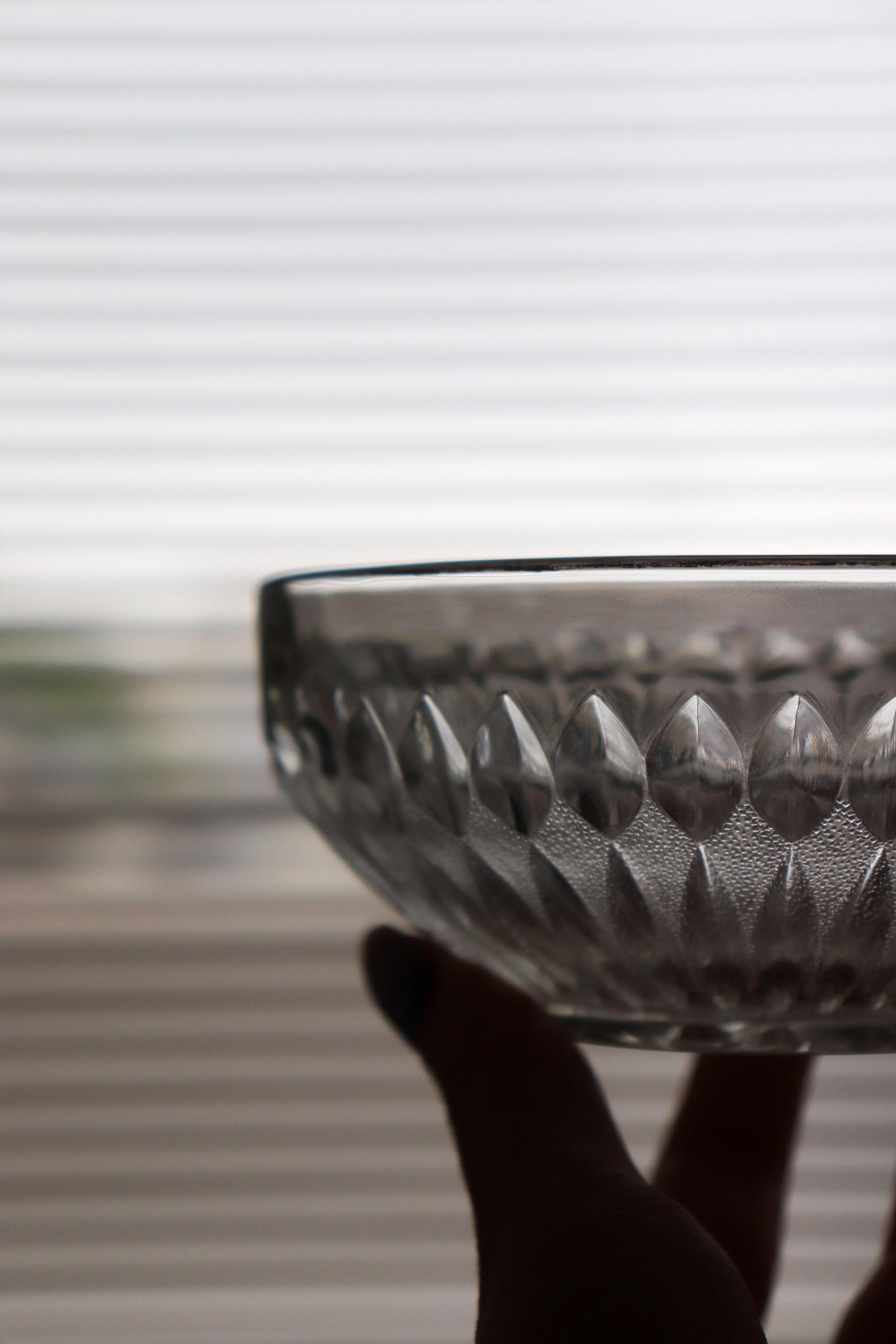 Vintage Glass Collection No.009 – Japanese Vintage Glass Bowl, Frosted Faceted Glass Object, Sculptural Glass Vessel, Decorative Fruit Bowl