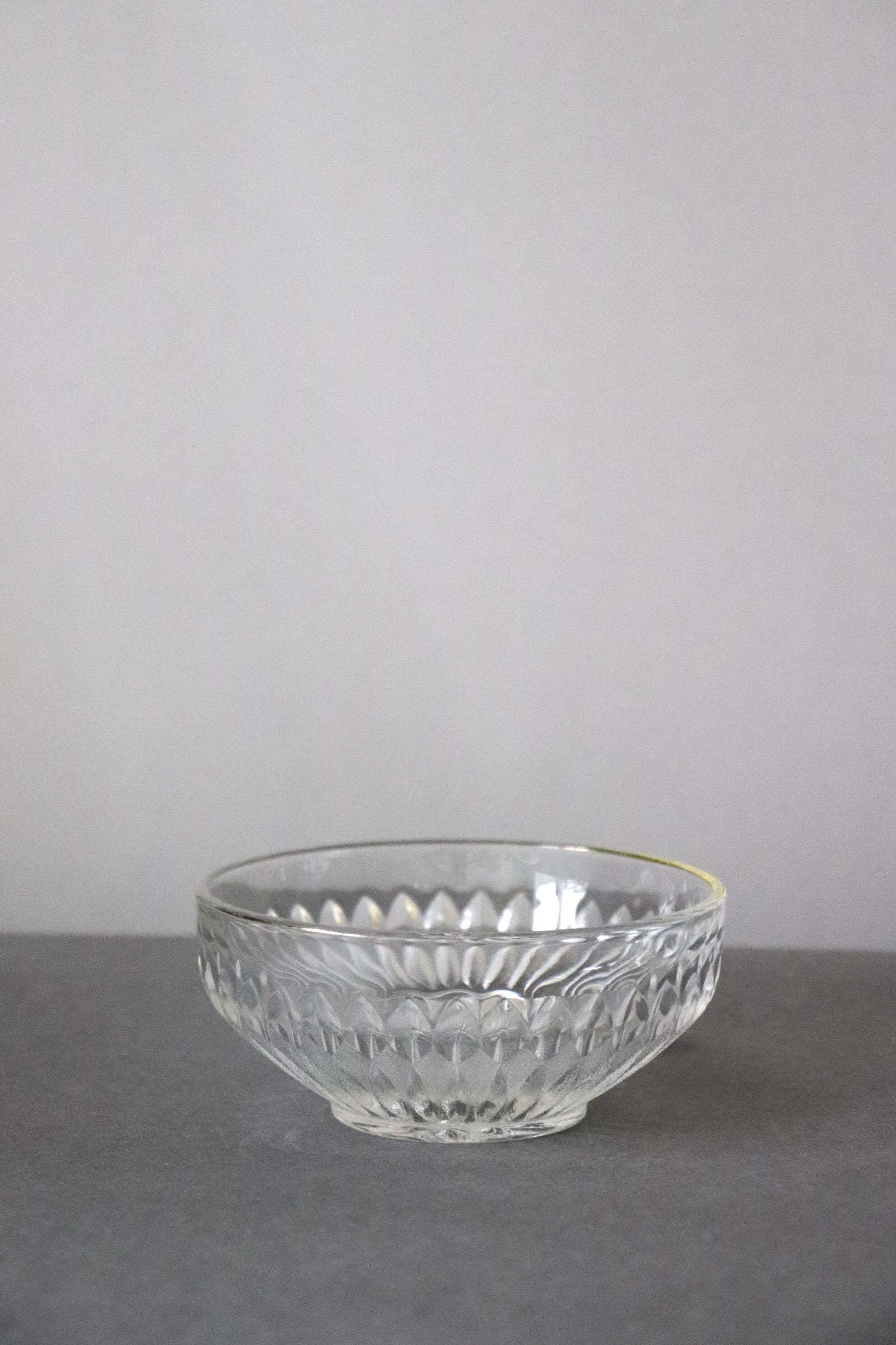 Vintage Glass Collection No.009 – Japanese Vintage Glass Bowl, Frosted Faceted Glass Object, Sculptural Glass Vessel, Decorative Fruit Bowl