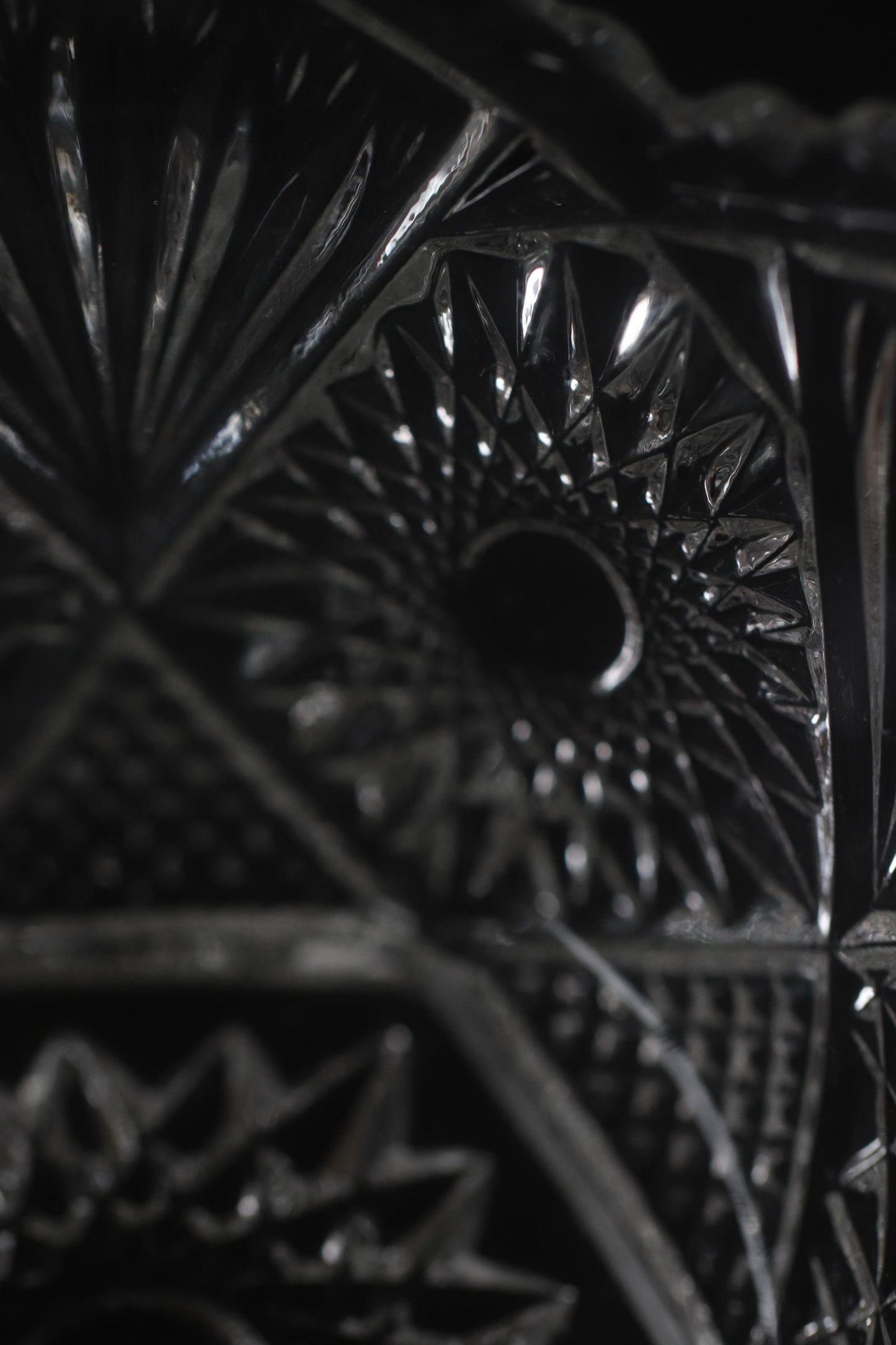 Vintage Glass Collection No.002 – Japanese Pressed Glass Object, Sculptural Crystal-Cut Bowl, Decorative Glass Vessel