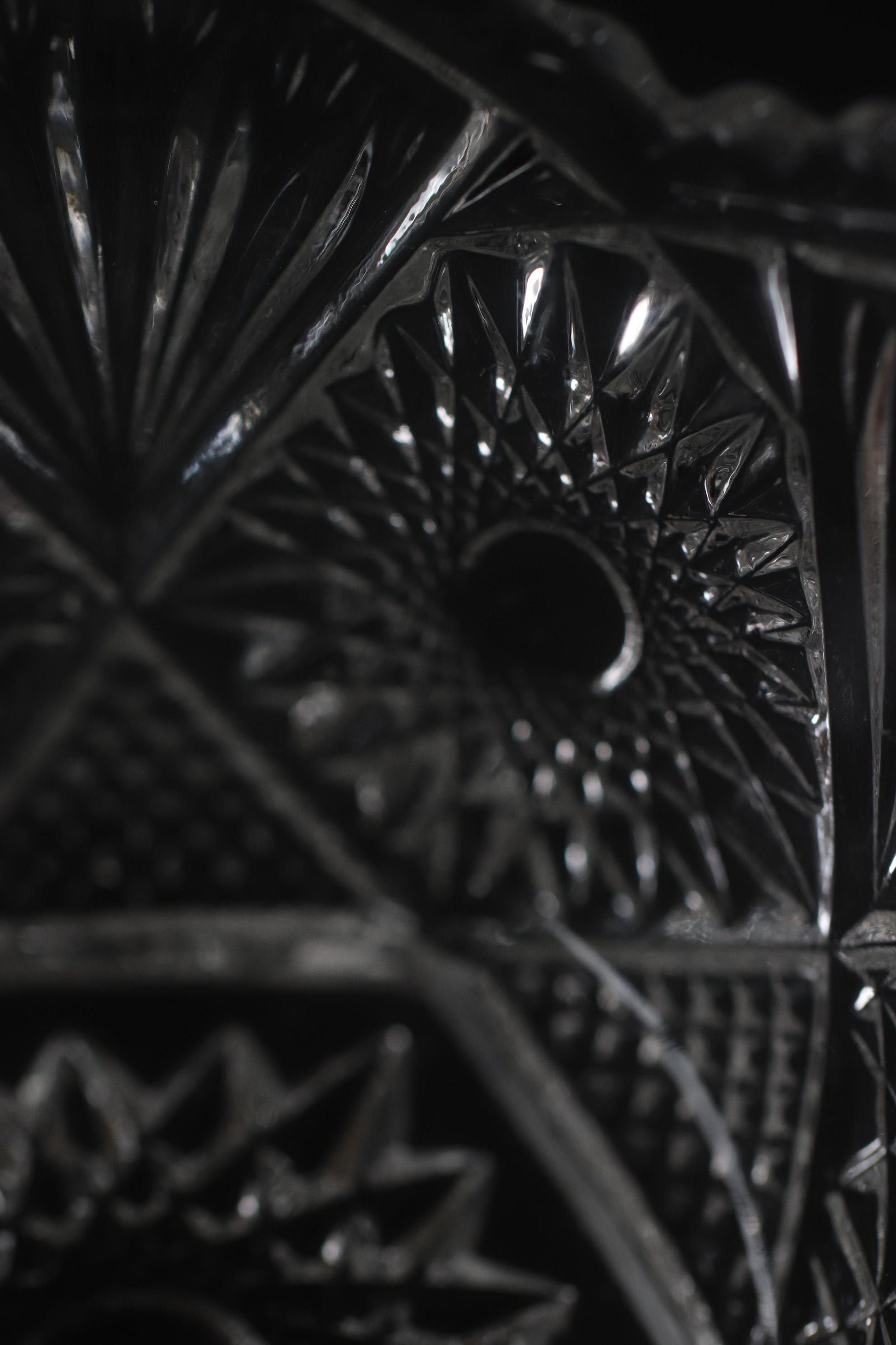 Vintage Glass Collection No.002 – Japanese Pressed Glass Object, Sculptural Crystal-Cut Bowl, Decorative Glass Vessel