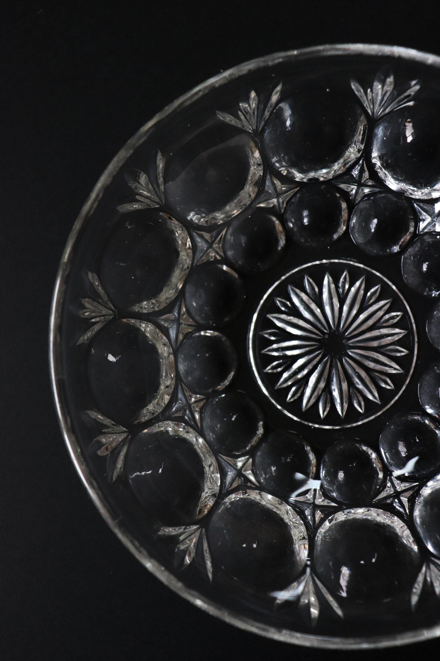 Vintage Glass Collection No.006 – Japanese Vintage Glass Bowl, Sculptural Glass Object, Pressed Glass Dessert Bowl, Decorative Glass Vessel