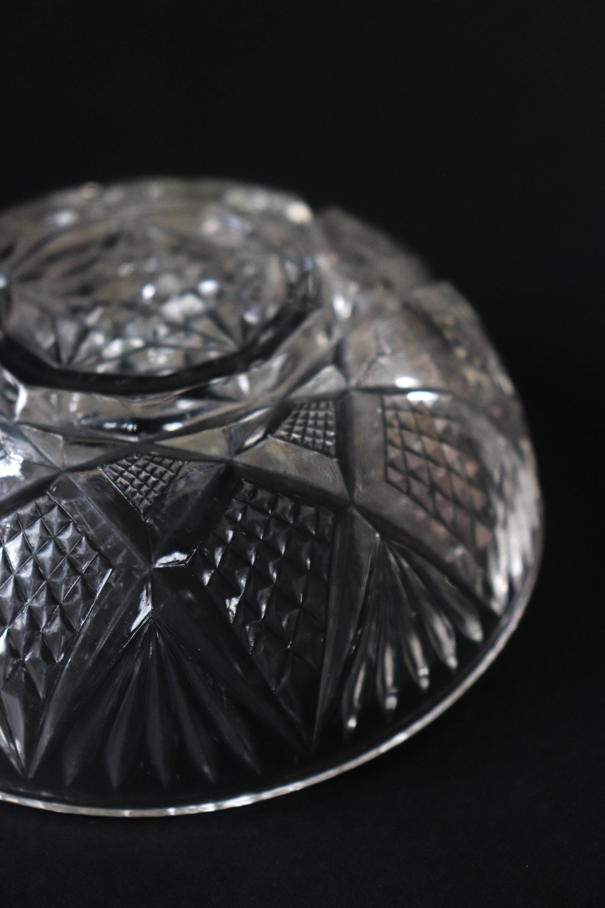 Vintage Glass Collection No.005 – Japanese Vintage Glass Bowl, Faceted Glass Object, Sculptural Dessert Bowl, Decorative Glass Vessel