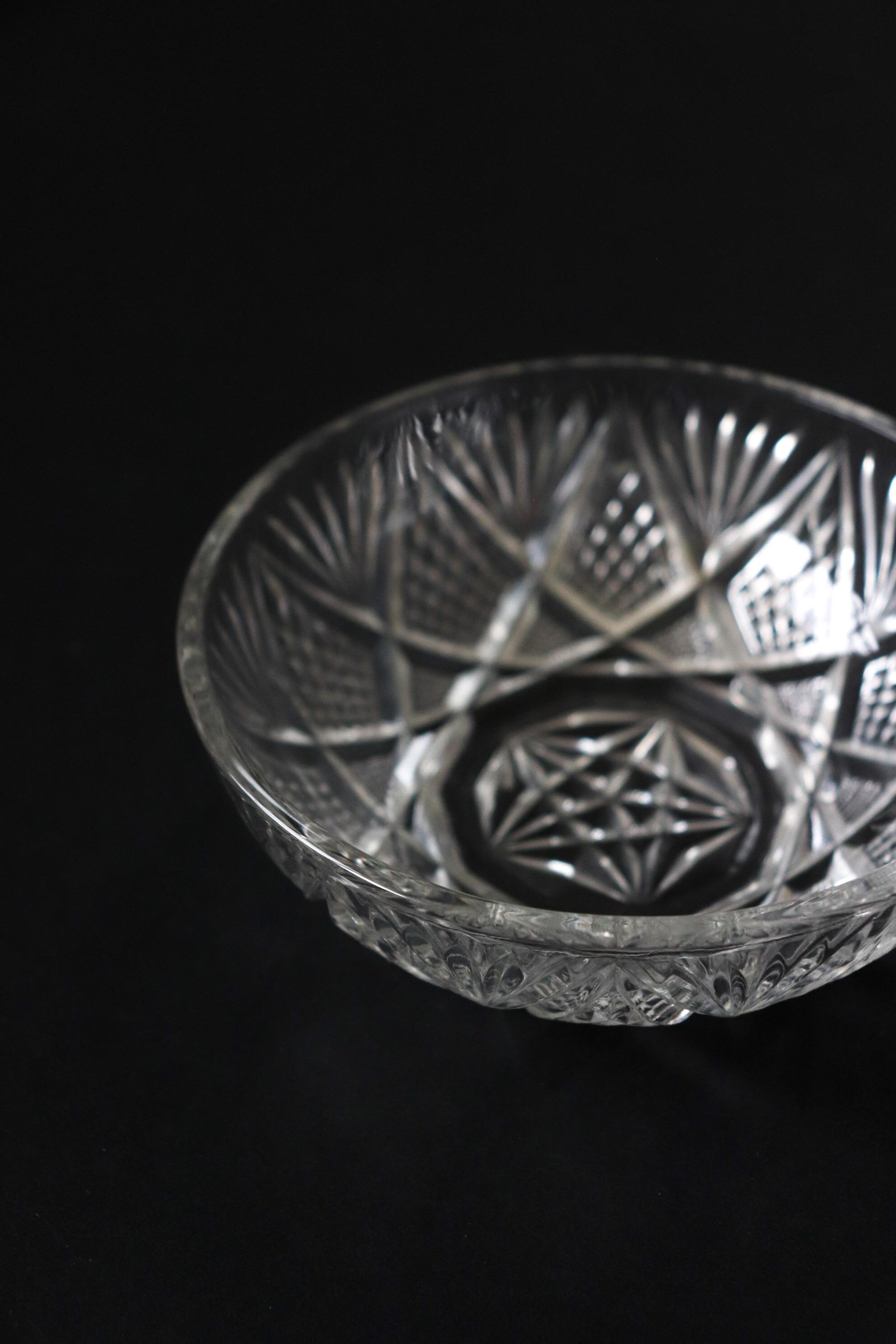 Vintage Glass Collection No.005 – Japanese Vintage Glass Bowl, Faceted Glass Object, Sculptural Dessert Bowl, Decorative Glass Vessel
