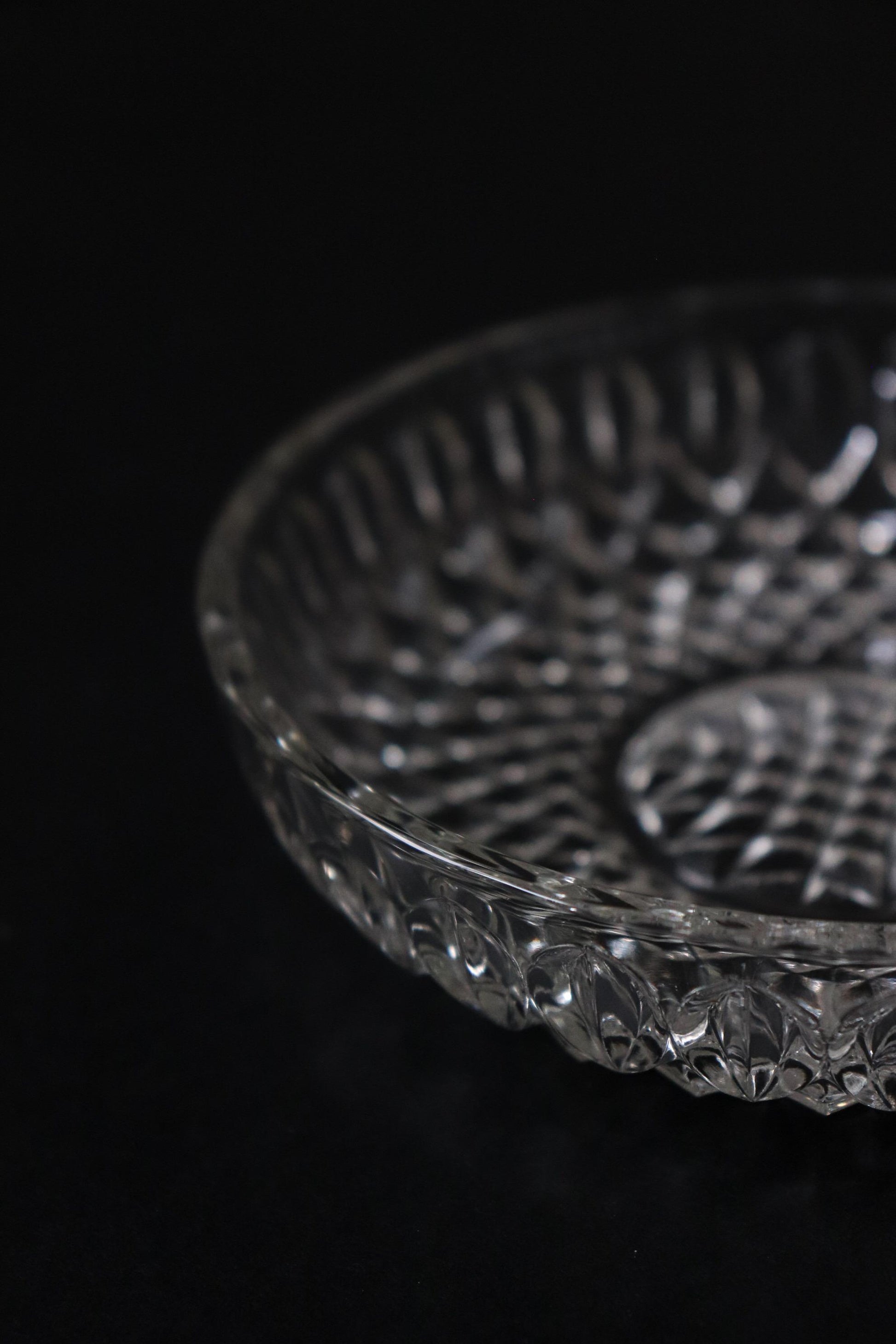Vintage Glass Collection No.004 – Japanese Vintage Glass Plate, Faceted Glass Object, Sculptural Dessert Dish, Decorative Glass Tray
