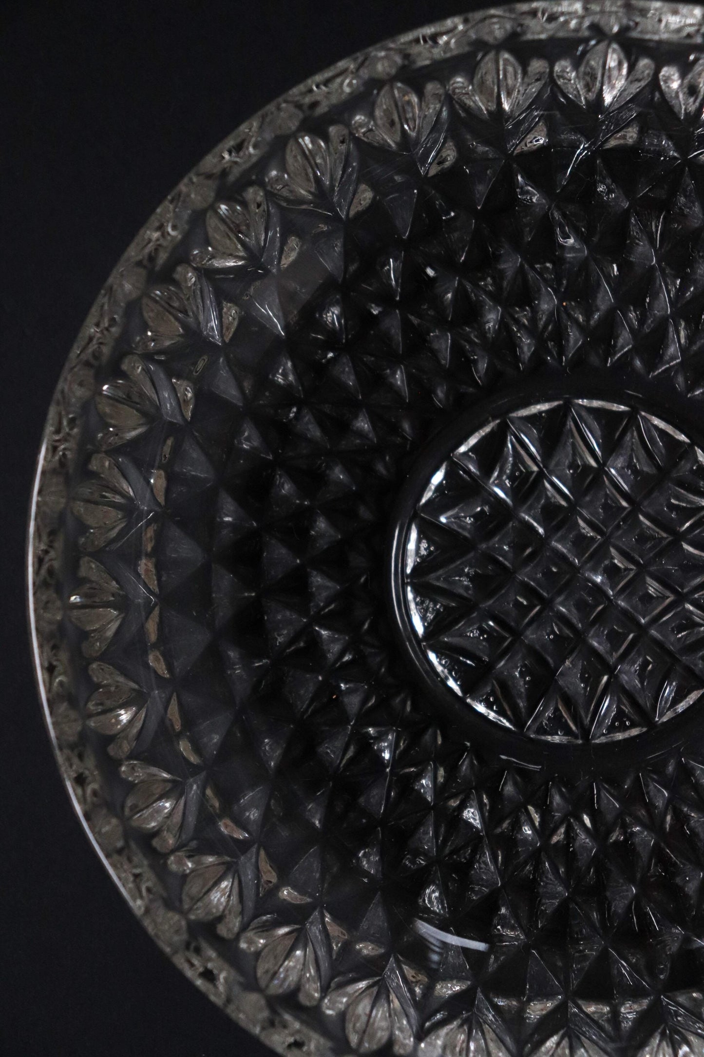 Vintage Glass Collection No.004 – Japanese Vintage Glass Plate, Faceted Glass Object, Sculptural Dessert Dish, Decorative Glass Tray