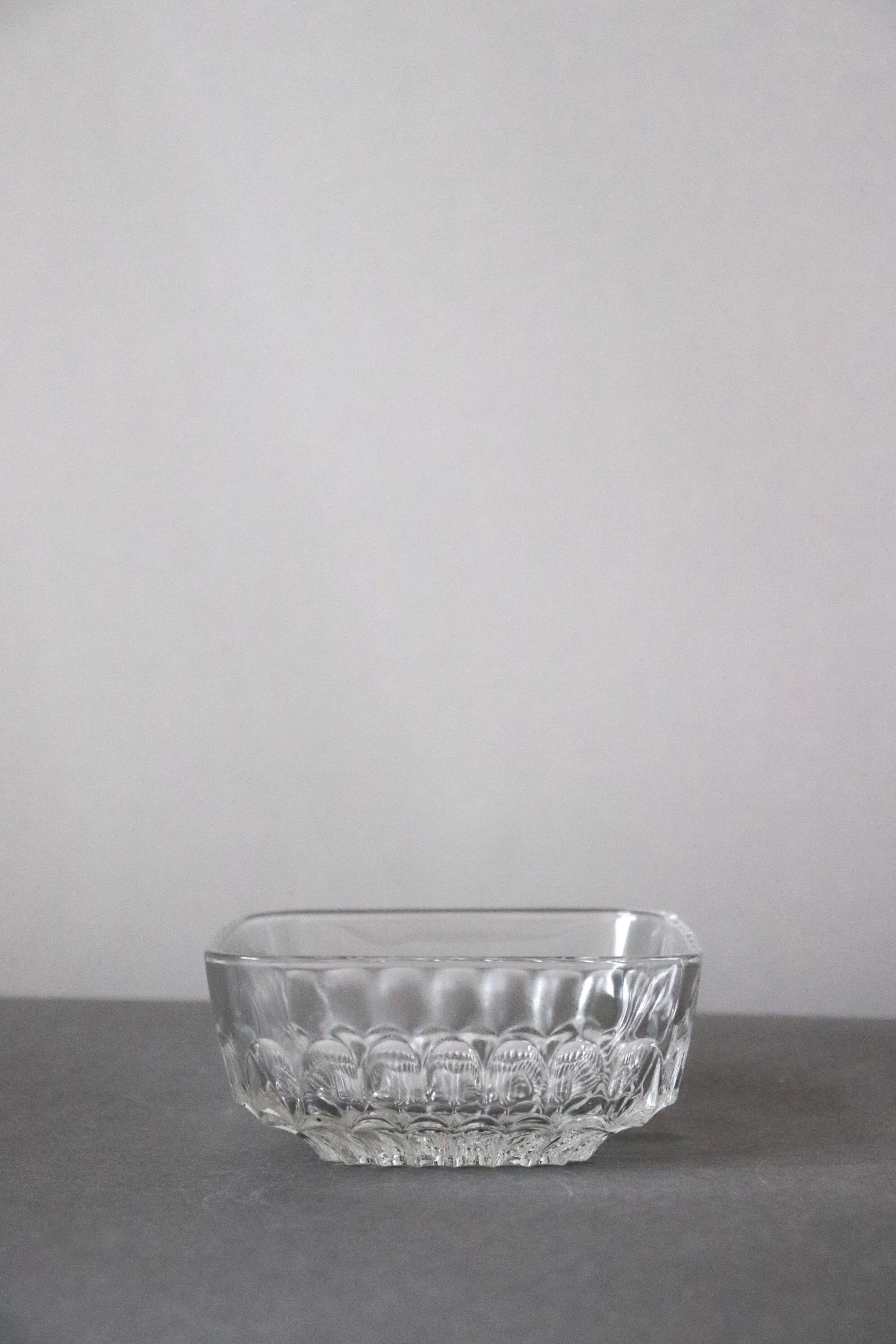 Vintage Glass Collection No.007 – Japanese Vintage Crystal Glass Bowl, Sculptural Glass Object, Square Glass Vessel, Decorative Glass Bowl