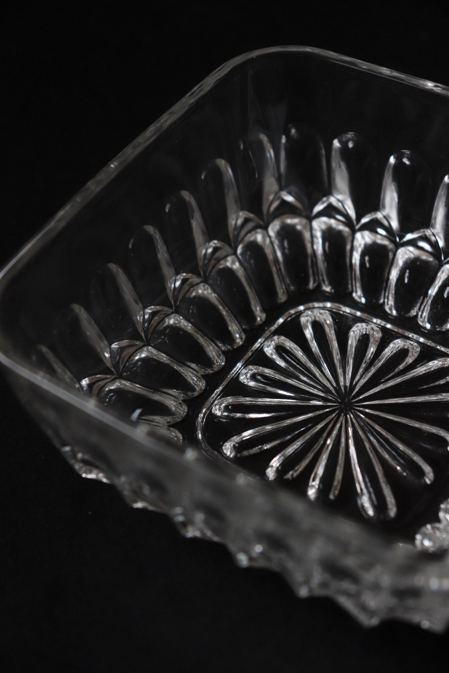 Vintage Glass Collection No.007 – Japanese Vintage Crystal Glass Bowl, Sculptural Glass Object, Square Glass Vessel, Decorative Glass Bowl