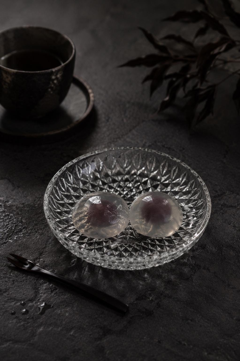Vintage Glass Collection No.004 – Japanese Vintage Glass Plate, Faceted Glass Object, Sculptural Dessert Dish, Decorative Glass Tray