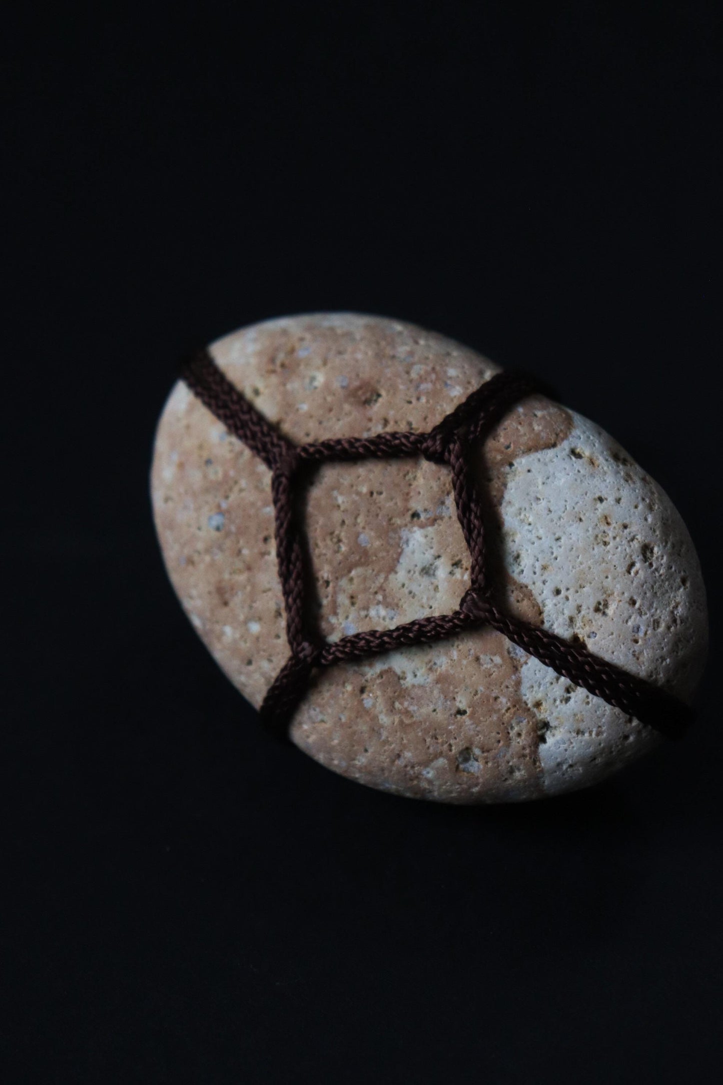 Japanese Sekimori Ishi Boundary Stone, Niigata Stone with Edo Uchi Cord, Wabi Sabi Object, Japanese Tea Garden Decor