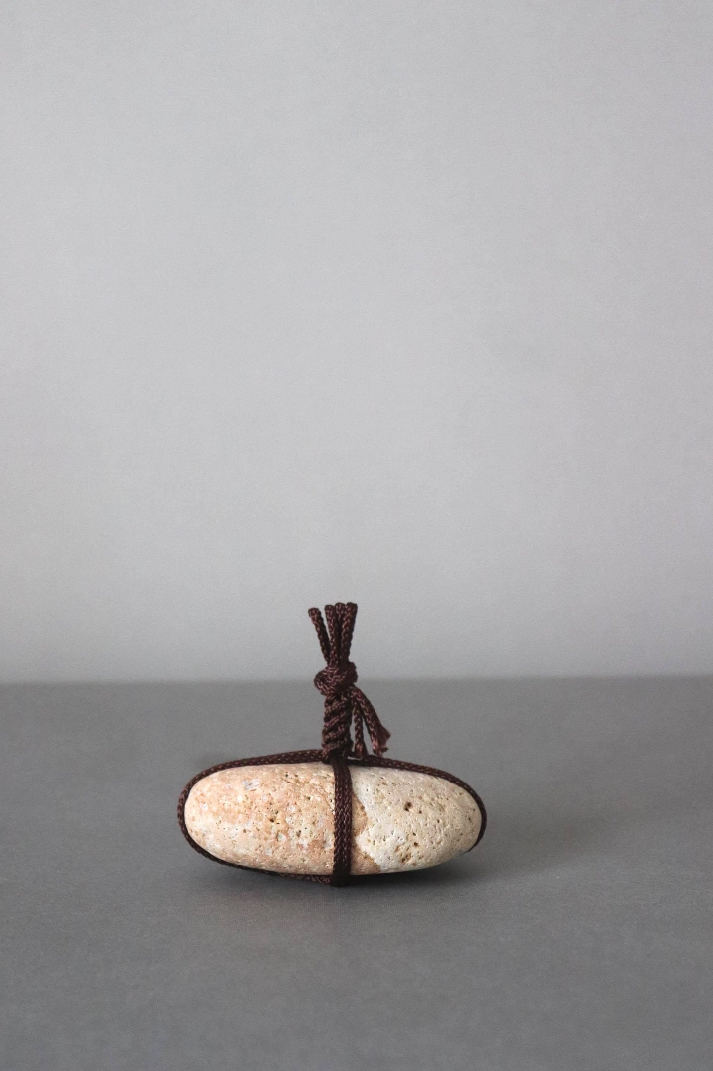 Japanese Sekimori Ishi Boundary Stone, Niigata Stone with Edo Uchi Cord, Wabi Sabi Object, Japanese Tea Garden Decor