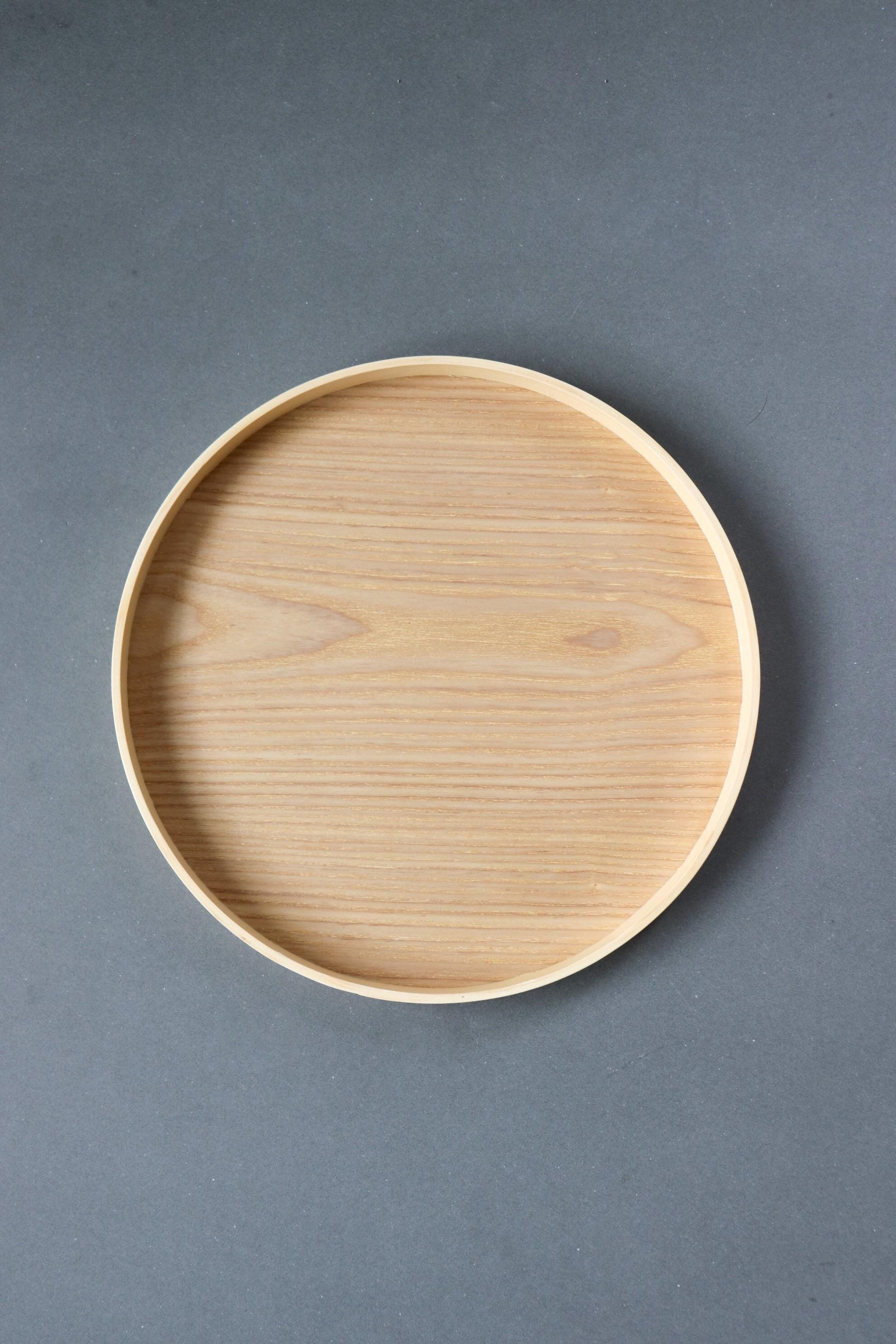 Japanese Kishu Wooden Round Tray | Shiraki Wappa Tray 30cm | Natural Wood Serving Tray | Made in Japan | Minimal Tea and Dining Tray