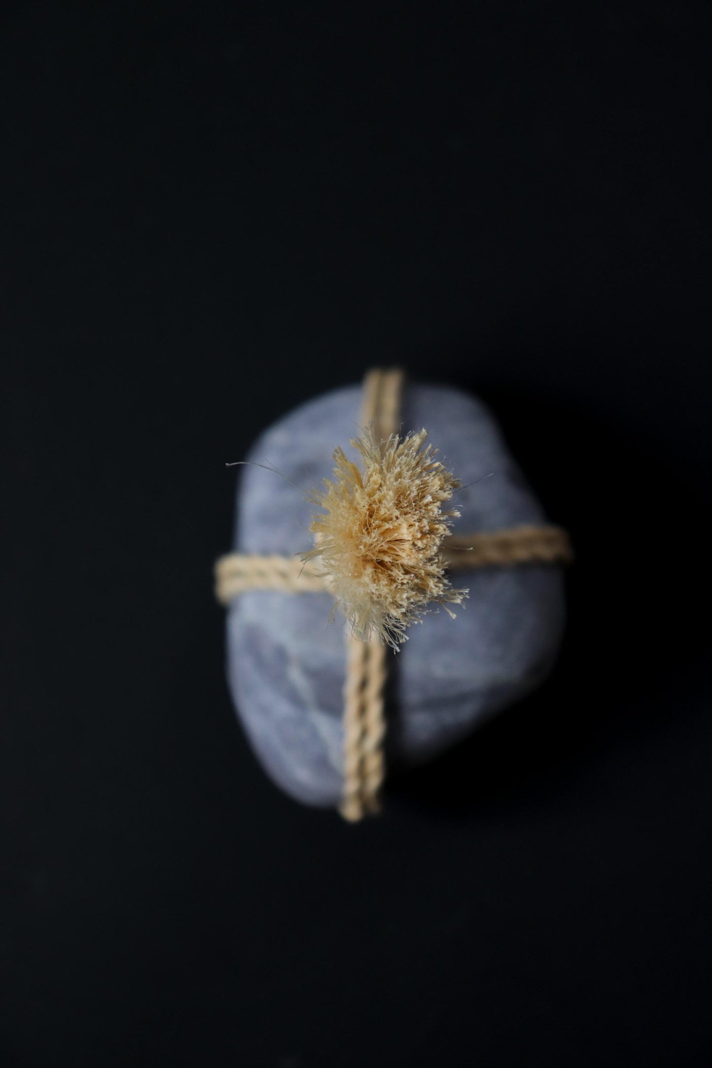 Japanese Sekimori Ishi Boundary Stone | Niigata Purple Stone with Seima Hemp Cord | Wabi Sabi Zen Garden Object | Made in Japan