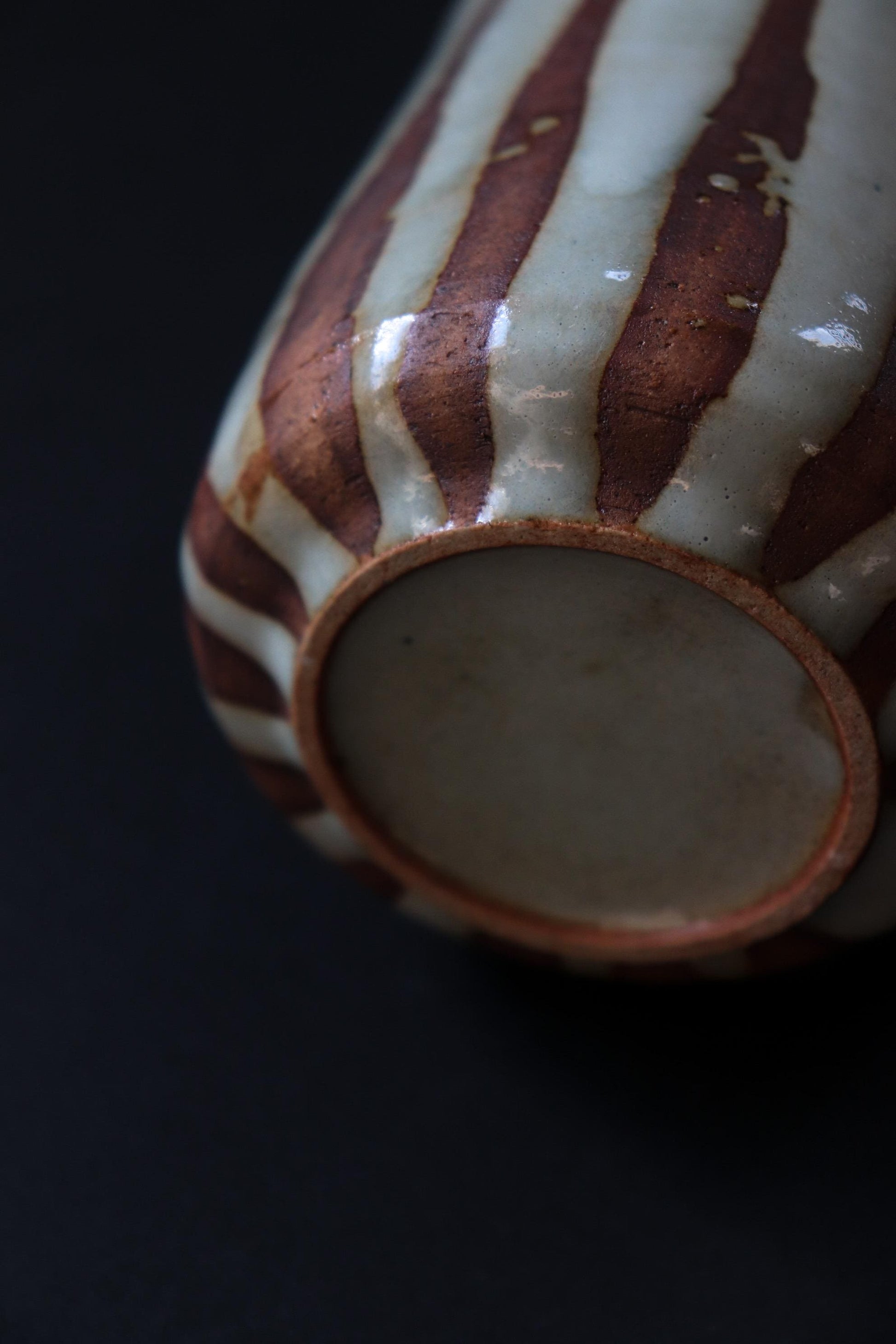 One-of-a-Kind Japanese Pottery Mug | Handmade BABA Toro Mug | Striped Ceramic Coffee Cup | 300ml Artisan Mug Made in Japan