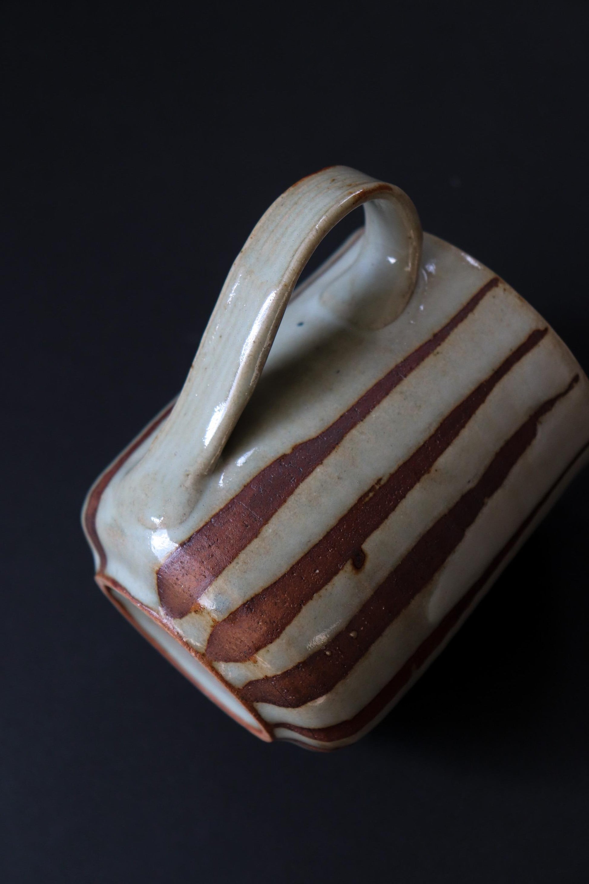 One-of-a-Kind Japanese Pottery Mug | Handmade BABA Toro Mug | Striped Ceramic Coffee Cup | 300ml Artisan Mug Made in Japan