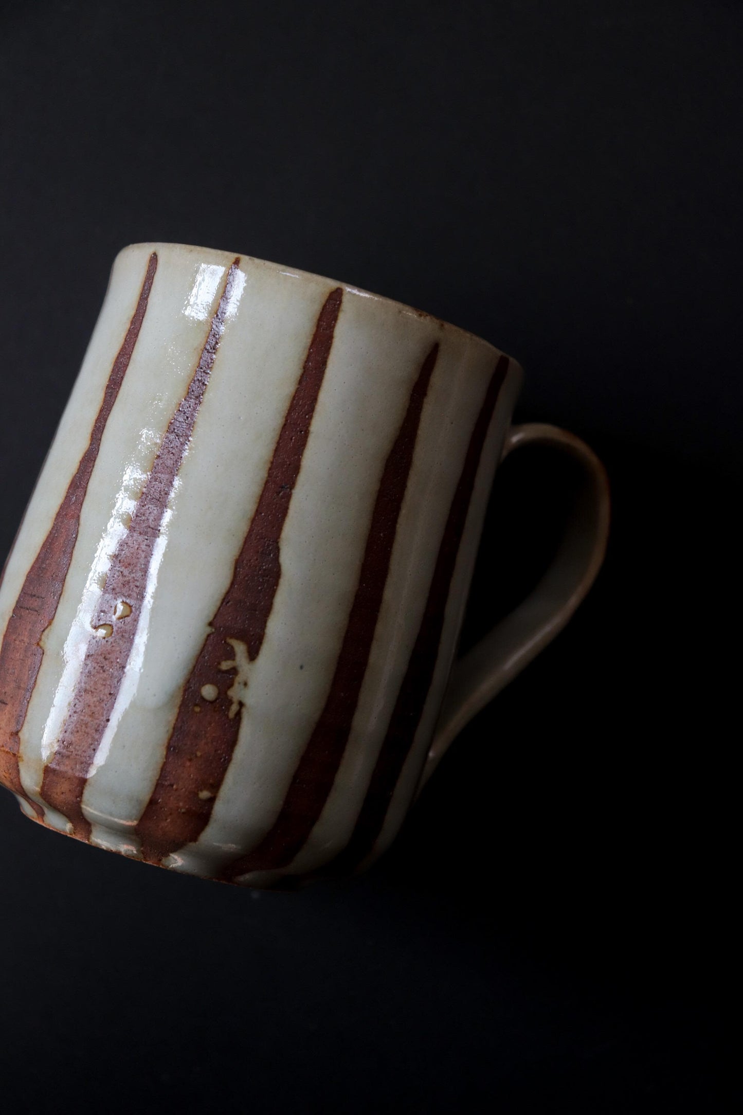One-of-a-Kind Japanese Pottery Mug | Handmade BABA Toro Mug | Striped Ceramic Coffee Cup | 300ml Artisan Mug Made in Japan