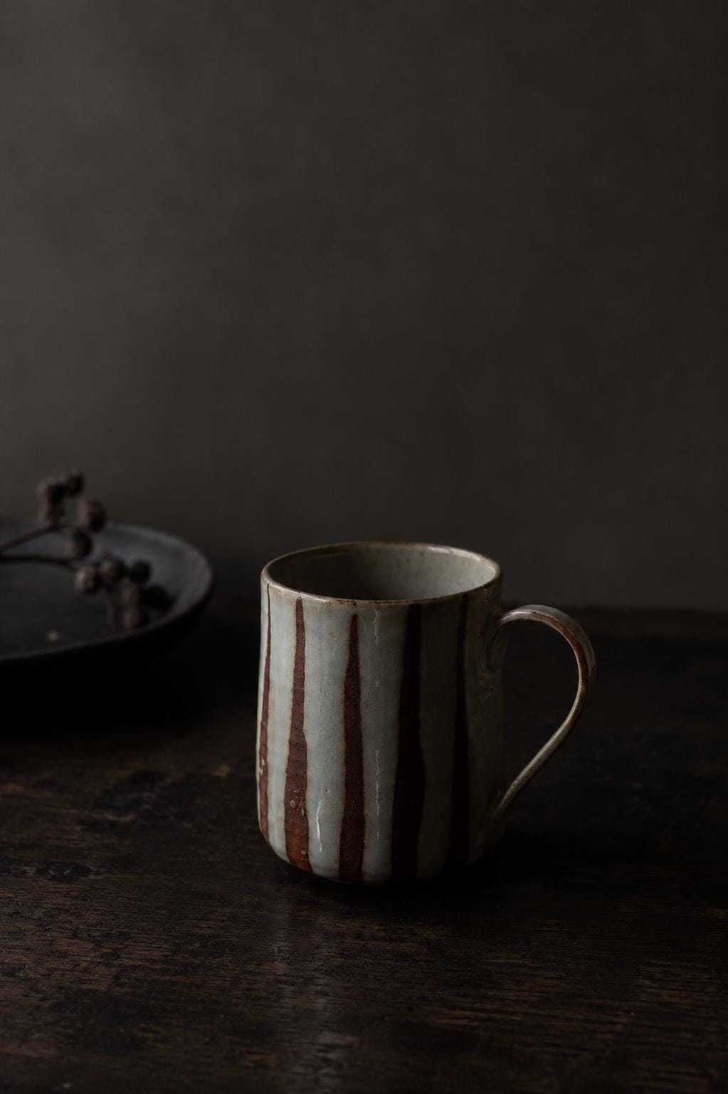 One-of-a-Kind Japanese Pottery Mug | Handmade BABA Toro Mug | Striped Ceramic Coffee Cup | 300ml Artisan Mug Made in Japan