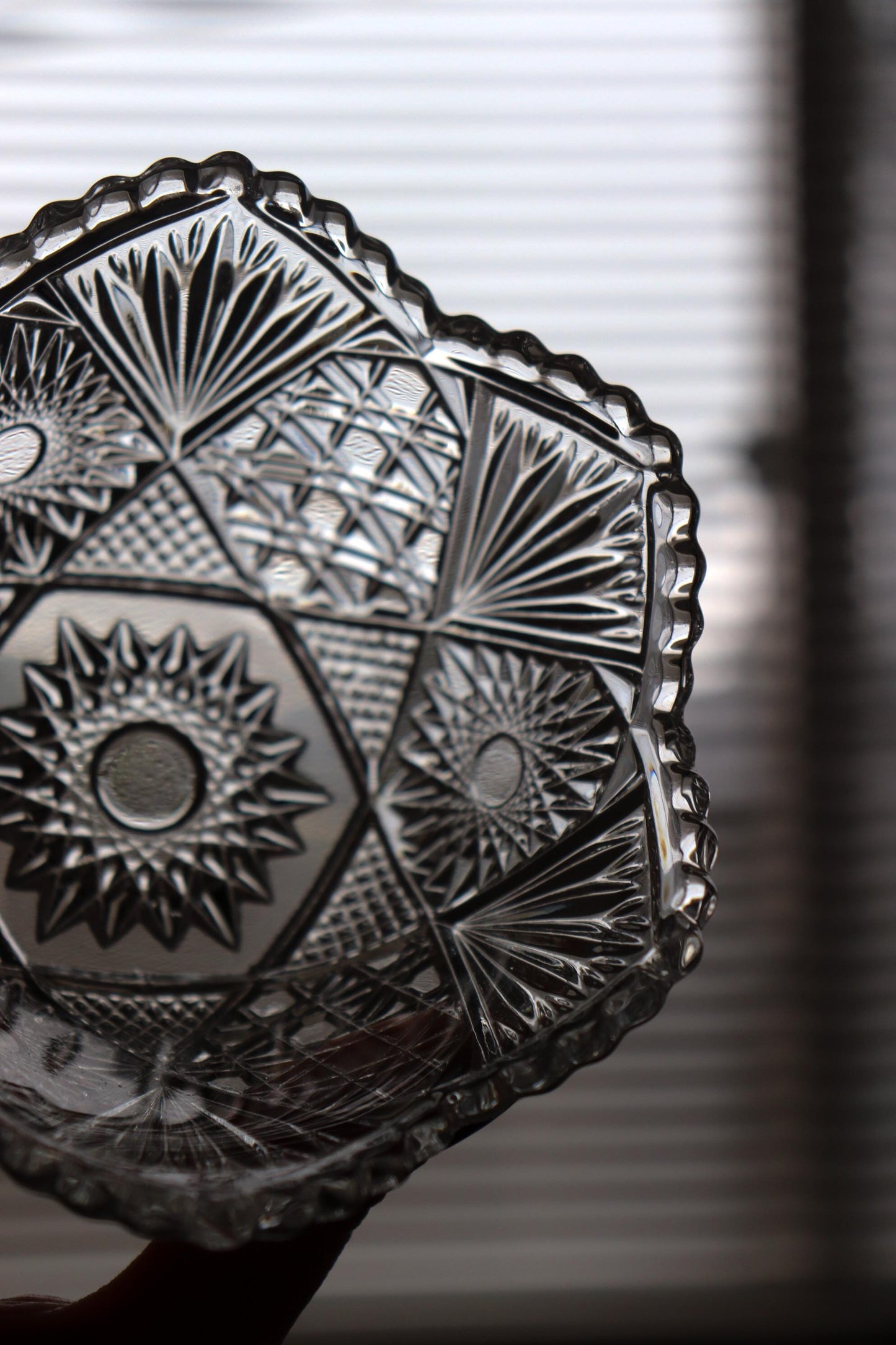 Vintage Glass Collection No.002 – Japanese Pressed Glass Object, Sculptural Crystal-Cut Bowl, Decorative Glass Vessel