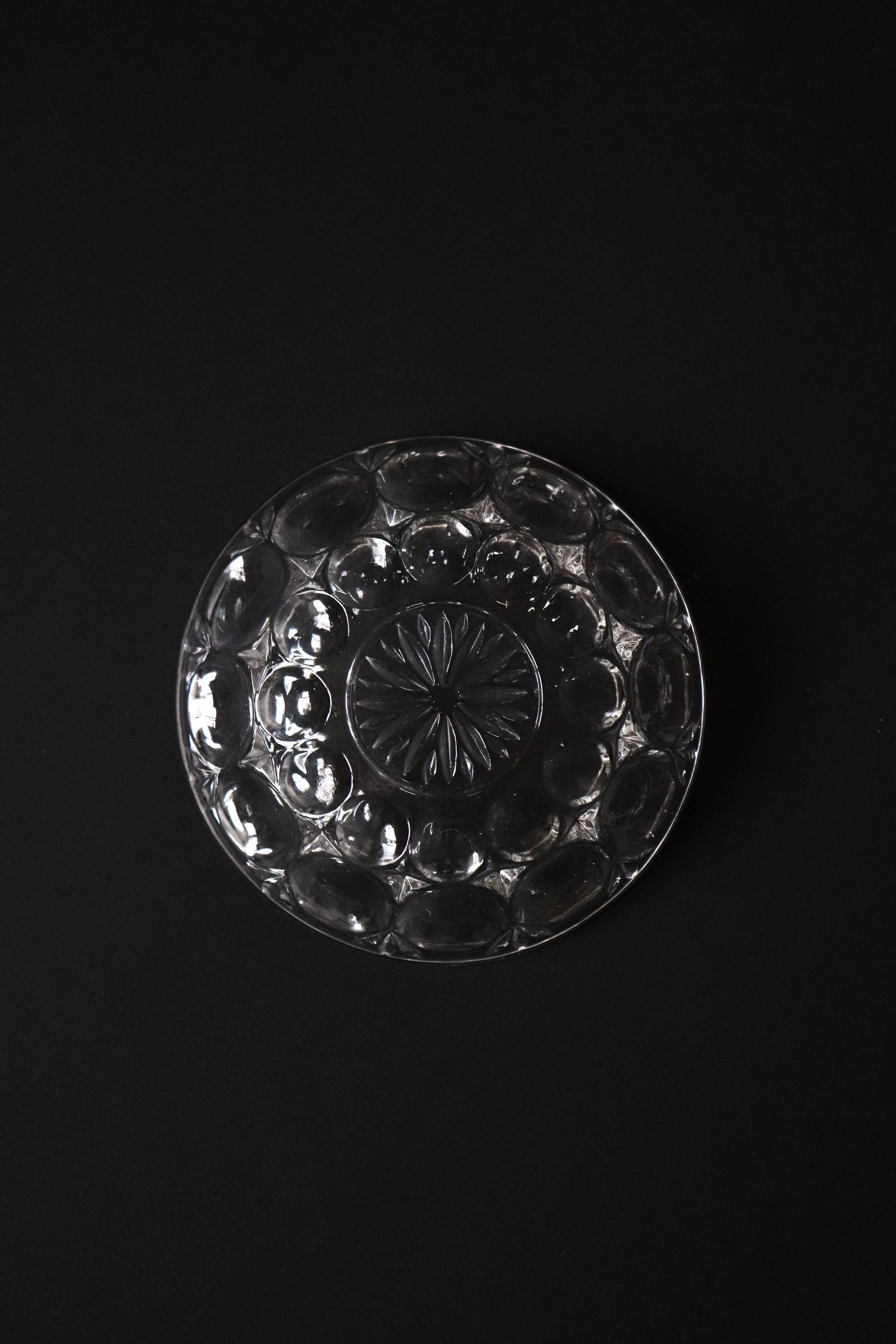 Vintage Glass Collection No.006 – Japanese Vintage Glass Bowl, Sculptural Glass Object, Pressed Glass Dessert Bowl, Decorative Glass Vessel