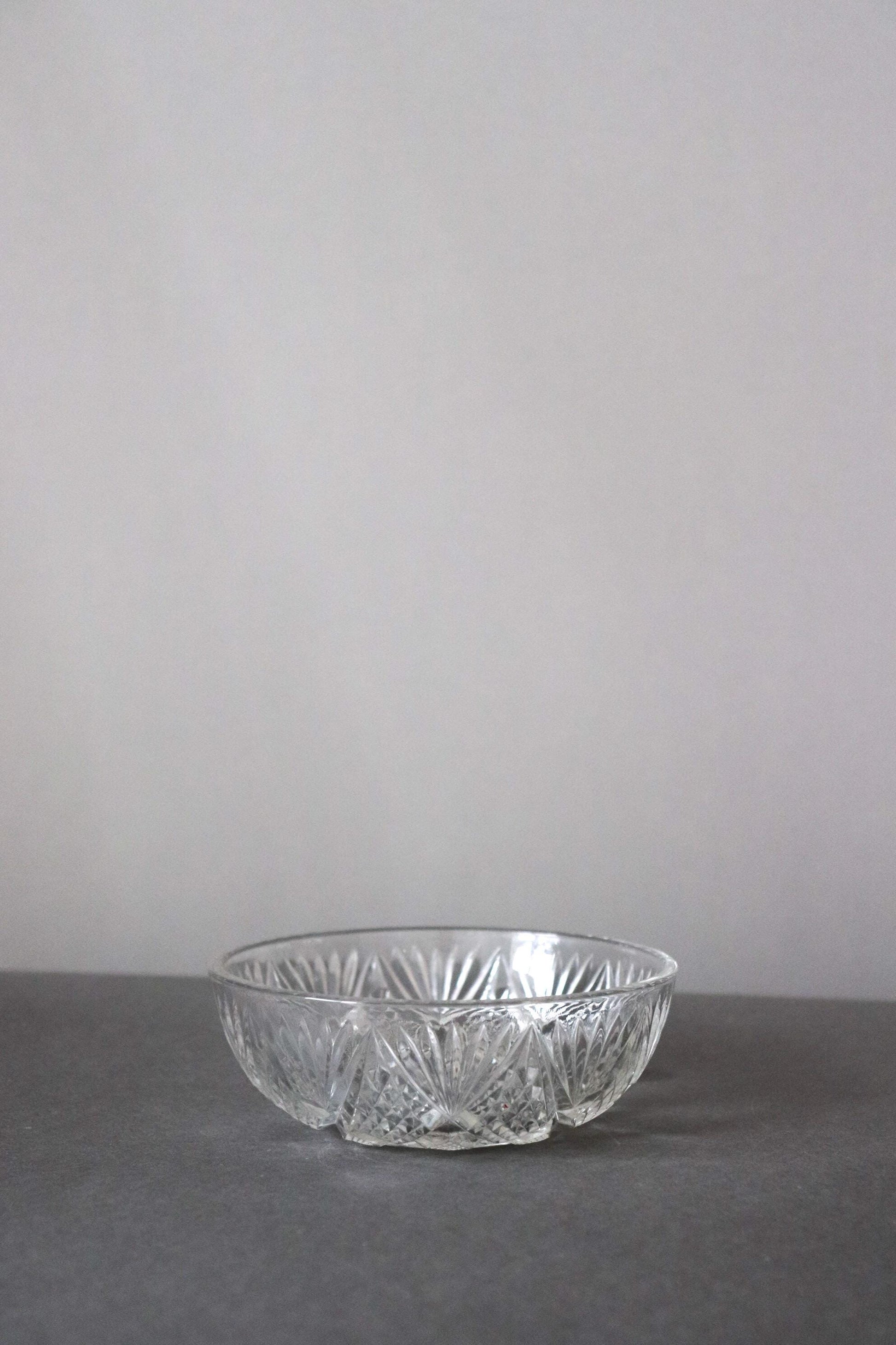 Vintage Glass Collection No.005 – Japanese Vintage Glass Bowl, Faceted Glass Object, Sculptural Dessert Bowl, Decorative Glass Vessel