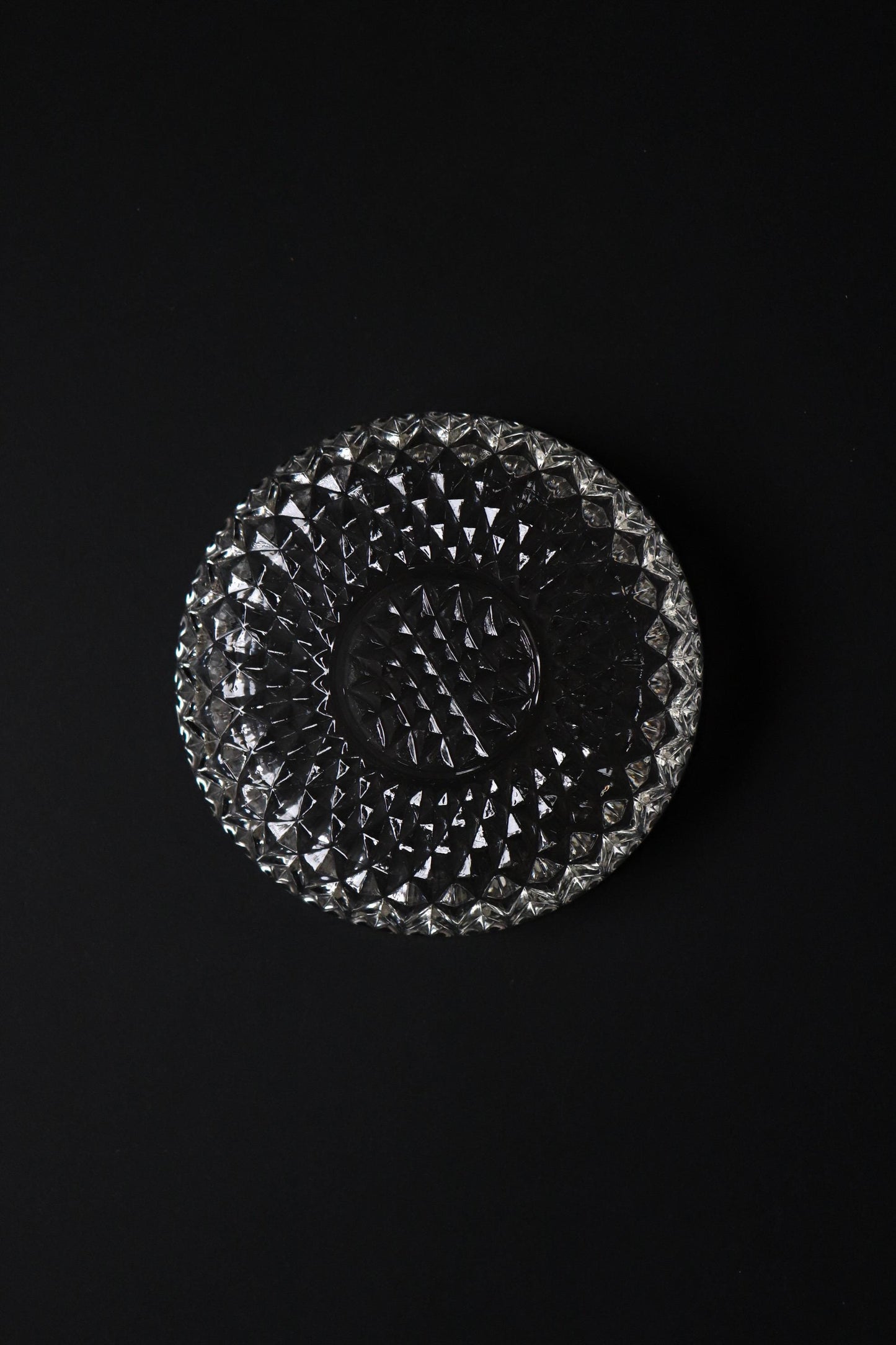 Vintage Glass Collection No.004 – Japanese Vintage Glass Plate, Faceted Glass Object, Sculptural Dessert Dish, Decorative Glass Tray
