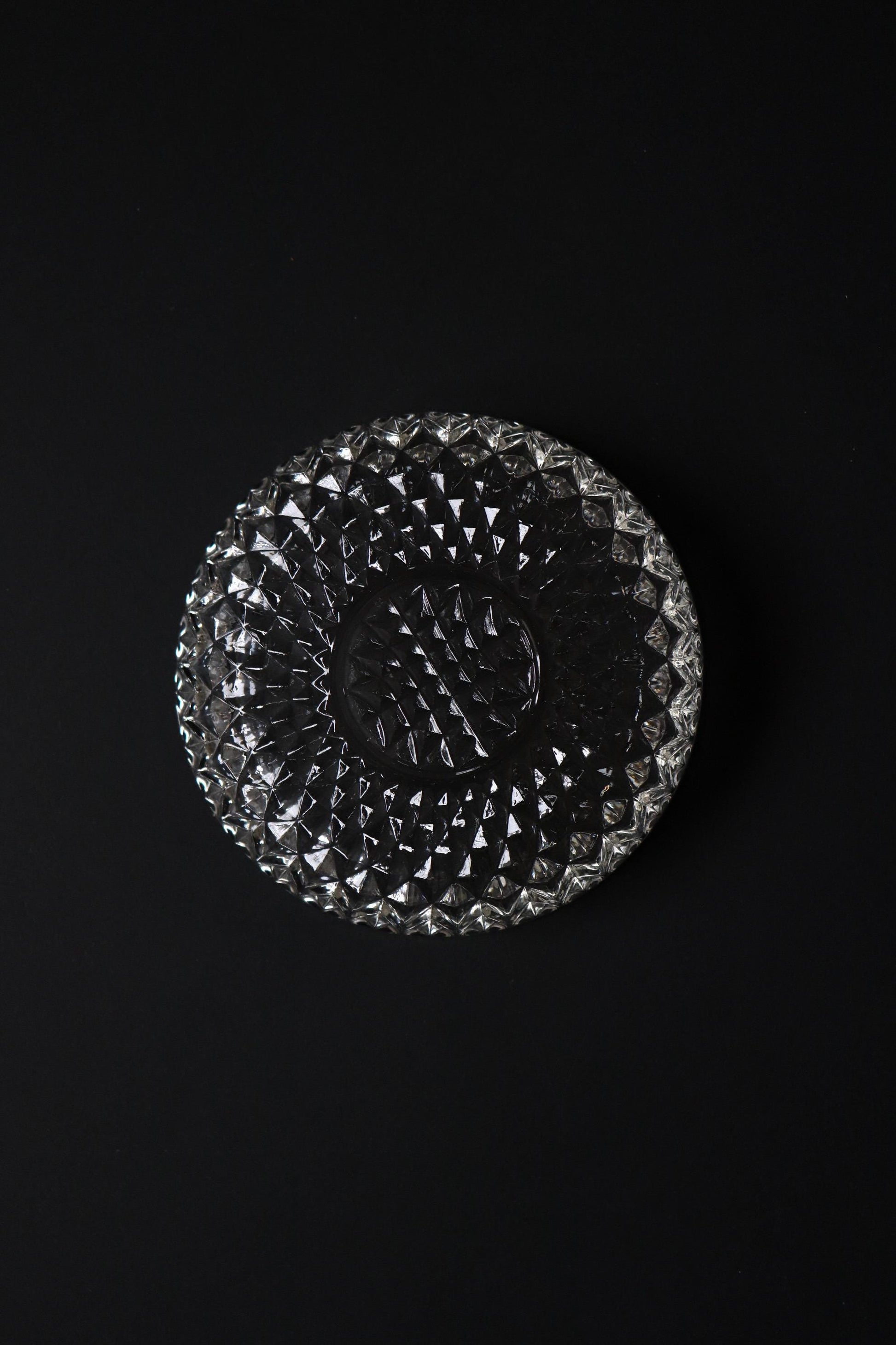 Vintage Glass Collection No.004 – Japanese Vintage Glass Plate, Faceted Glass Object, Sculptural Dessert Dish, Decorative Glass Tray