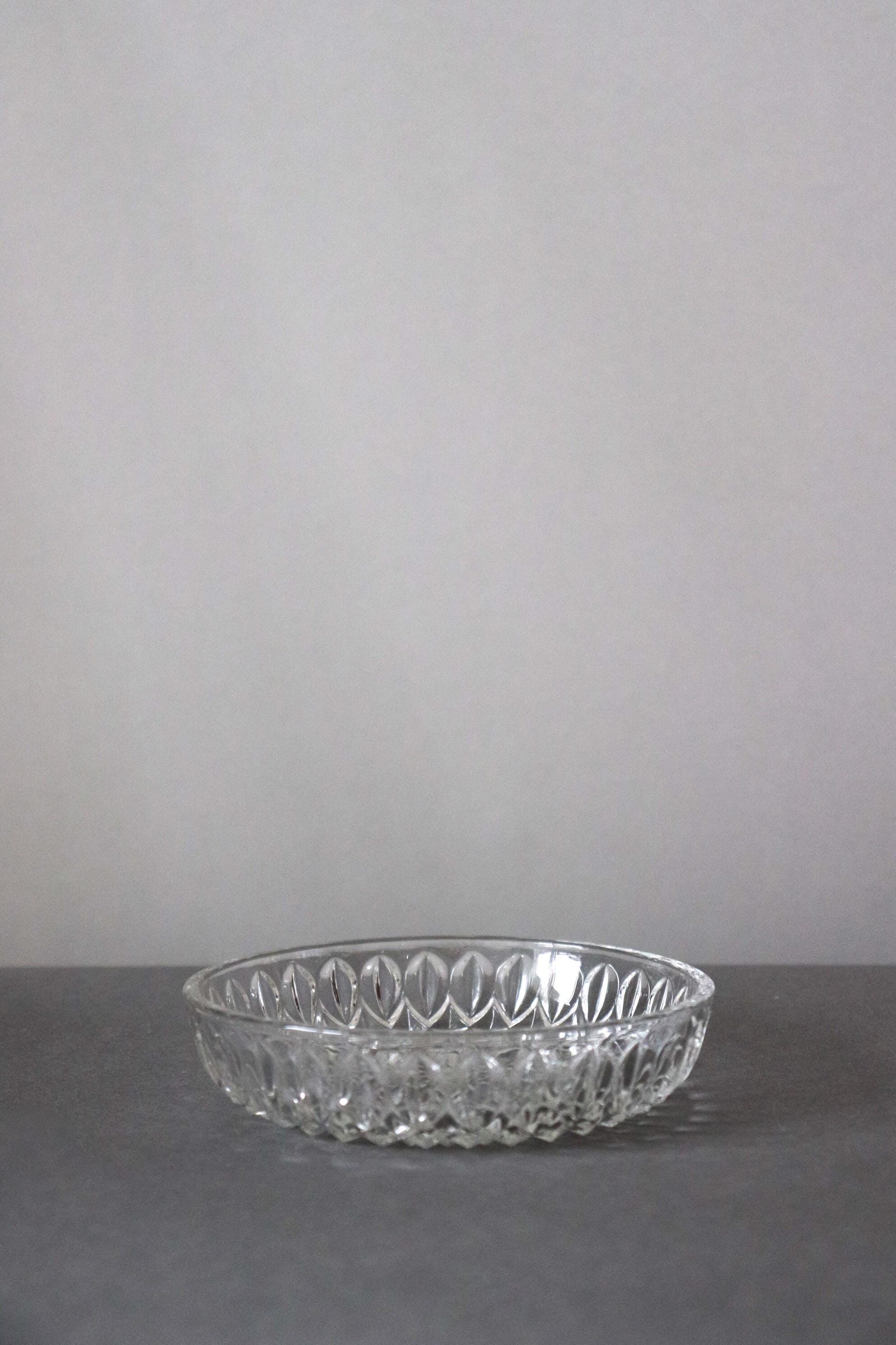 Vintage Glass Collection No.004 – Japanese Vintage Glass Plate, Faceted Glass Object, Sculptural Dessert Dish, Decorative Glass Tray