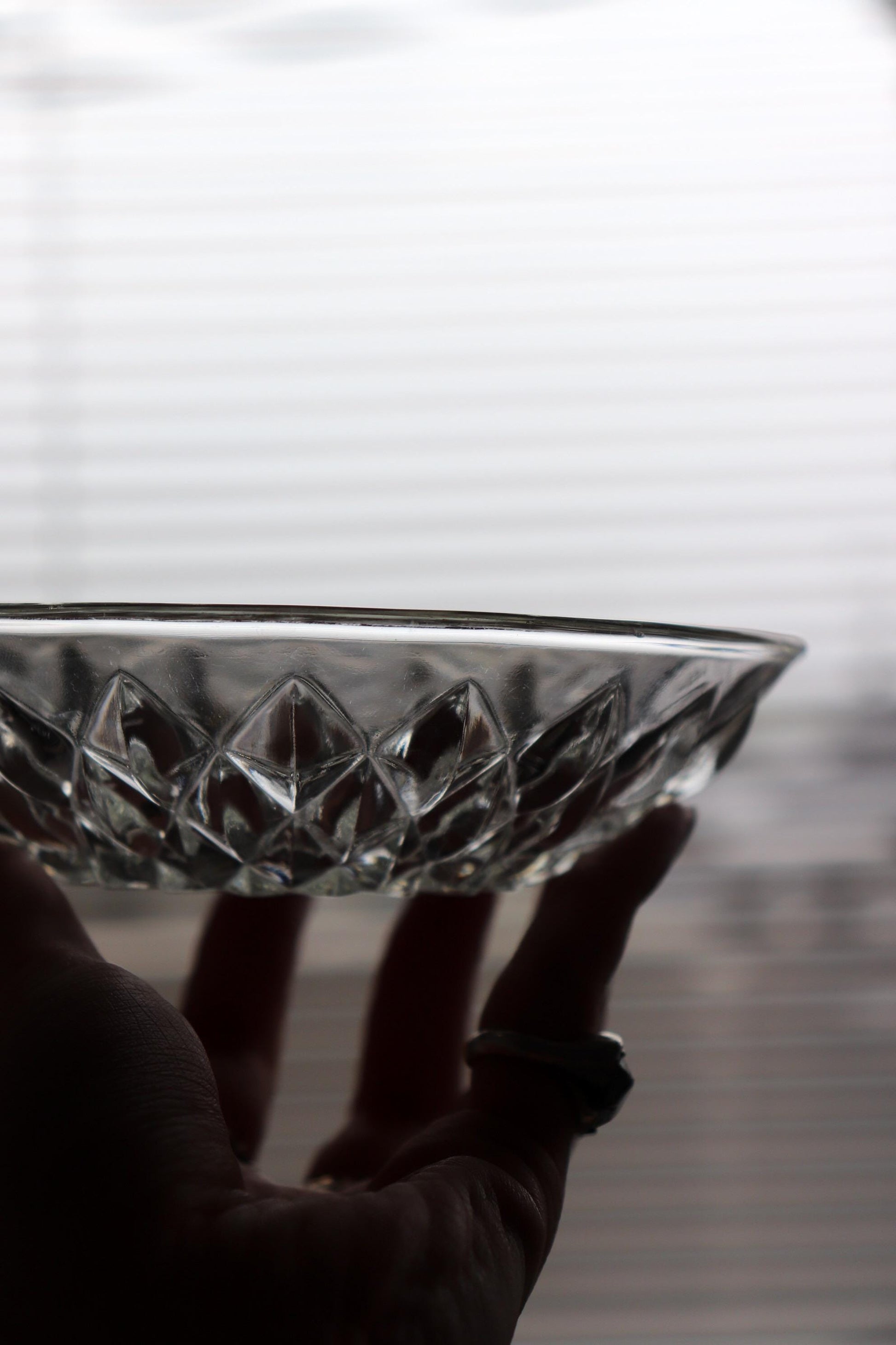 Vintage Glass Collection No.008 – Japanese Vintage Glass Bowl, Faceted Glass Object, Sculptural Glass Dish, Decorative Glass Vessel
