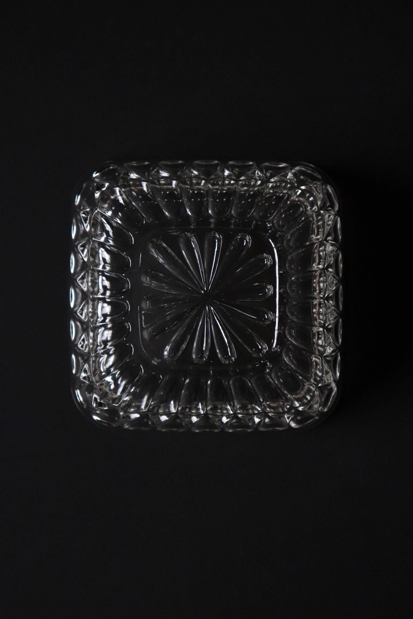 Vintage Glass Collection No.007 – Japanese Vintage Crystal Glass Bowl, Sculptural Glass Object, Square Glass Vessel, Decorative Glass Bowl