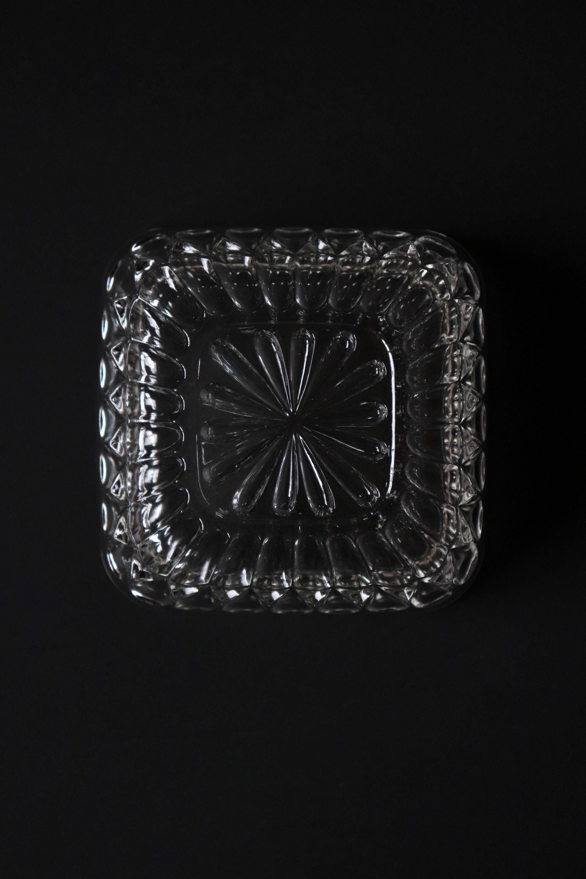Vintage Glass Collection No.007 – Japanese Vintage Crystal Glass Bowl, Sculptural Glass Object, Square Glass Vessel, Decorative Glass Bowl