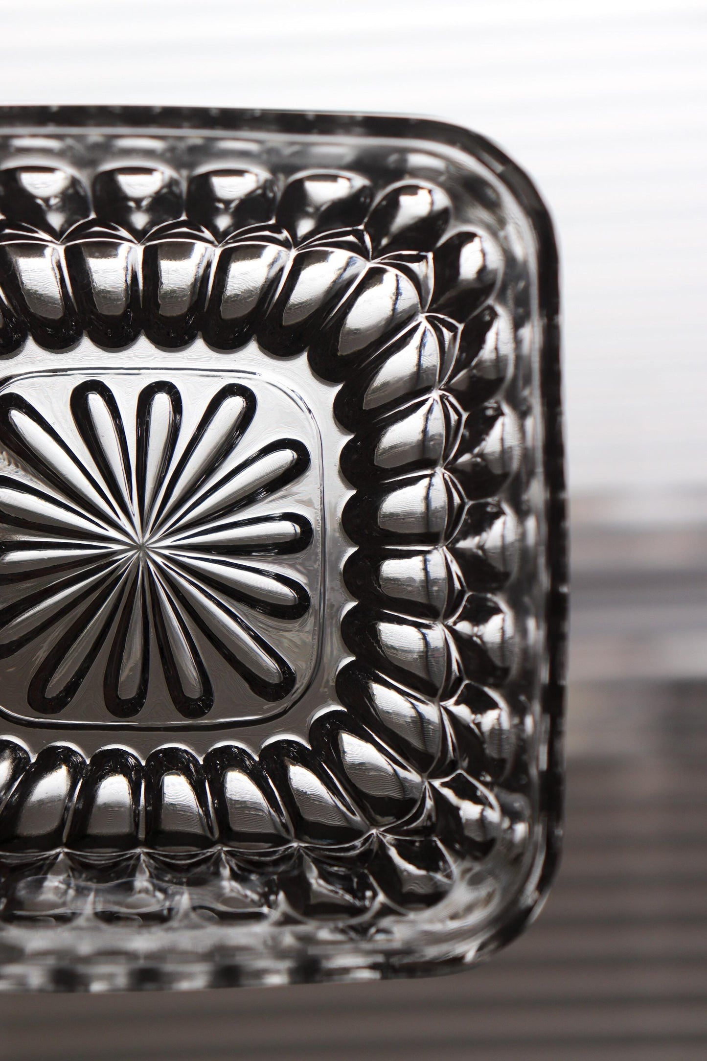 Vintage Glass Collection No.007 – Japanese Vintage Crystal Glass Bowl, Sculptural Glass Object, Square Glass Vessel, Decorative Glass Bowl