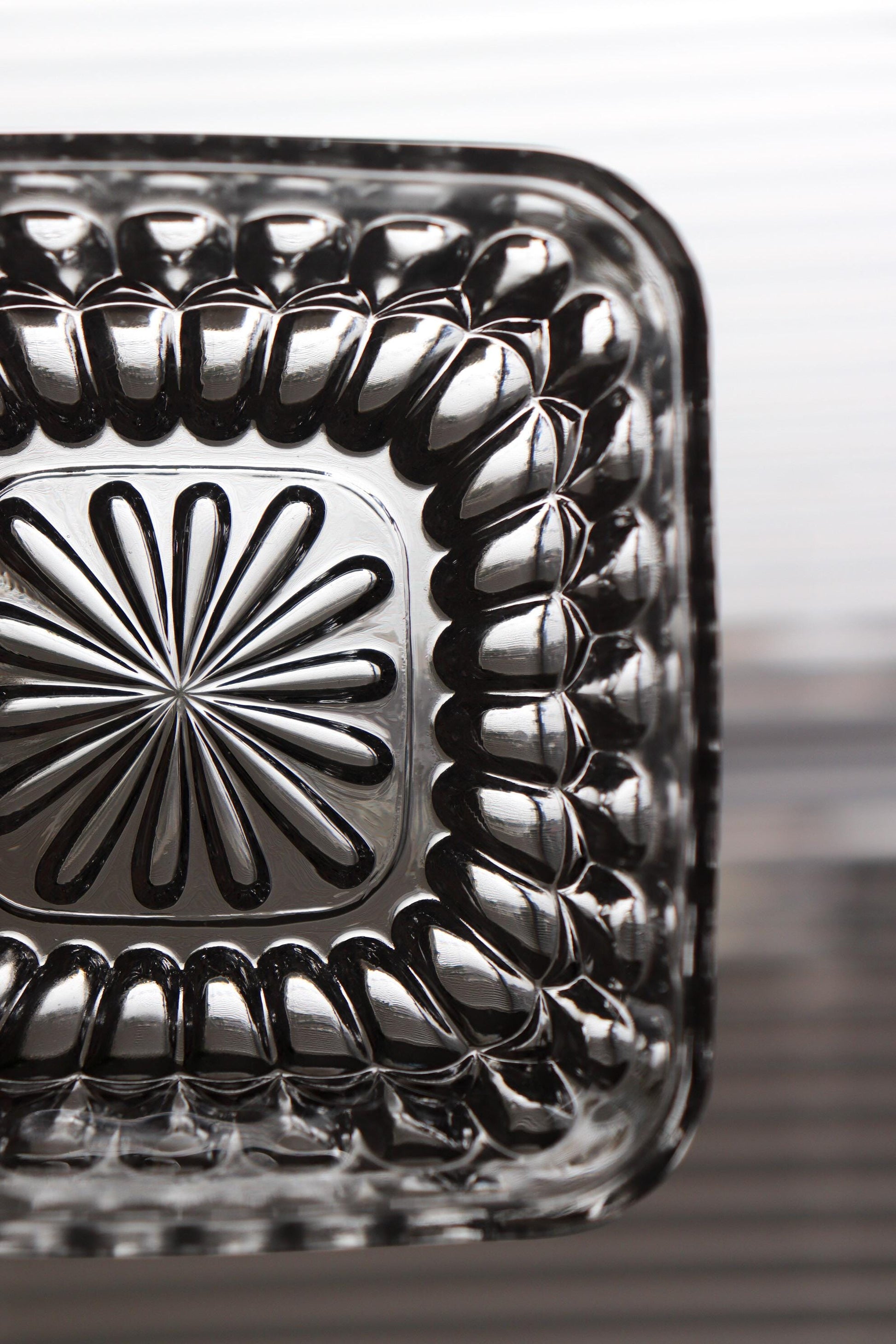 Vintage Glass Collection No.007 – Japanese Vintage Crystal Glass Bowl, Sculptural Glass Object, Square Glass Vessel, Decorative Glass Bowl