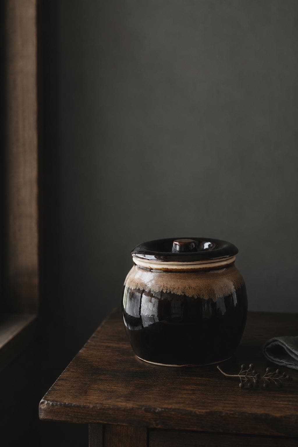 Japanese Mino Ware Lidded Storage Jar | Ceramic Miso Crock | Garlic Keeper | Pickle Jar | Kitchen Canister | Made in Japan