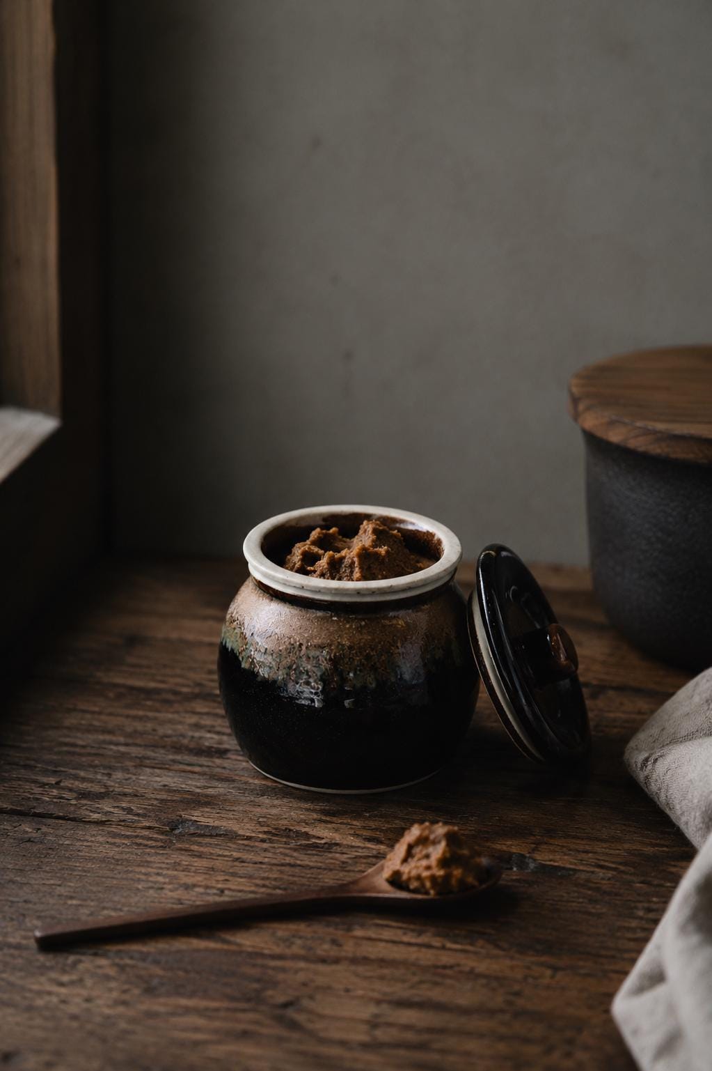 Japanese Mino Ware Lidded Storage Jar | Ceramic Miso Crock | Garlic Keeper | Pickle Jar | Kitchen Canister | Made in Japan
