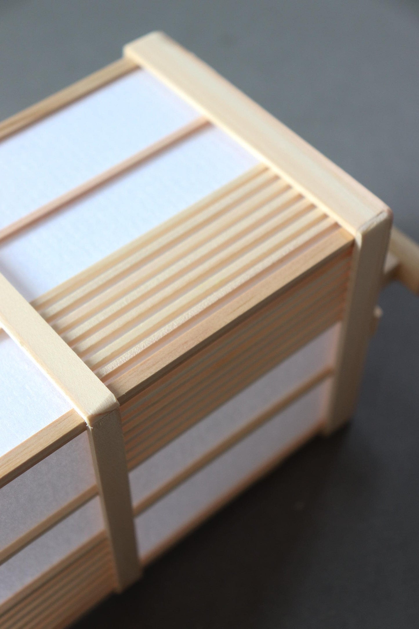 Japanese Hinoki and Washi Lantern Lamp, Motion Sensor LED, Cordless Bedside Light, Vertical Lattice, Made in Japan