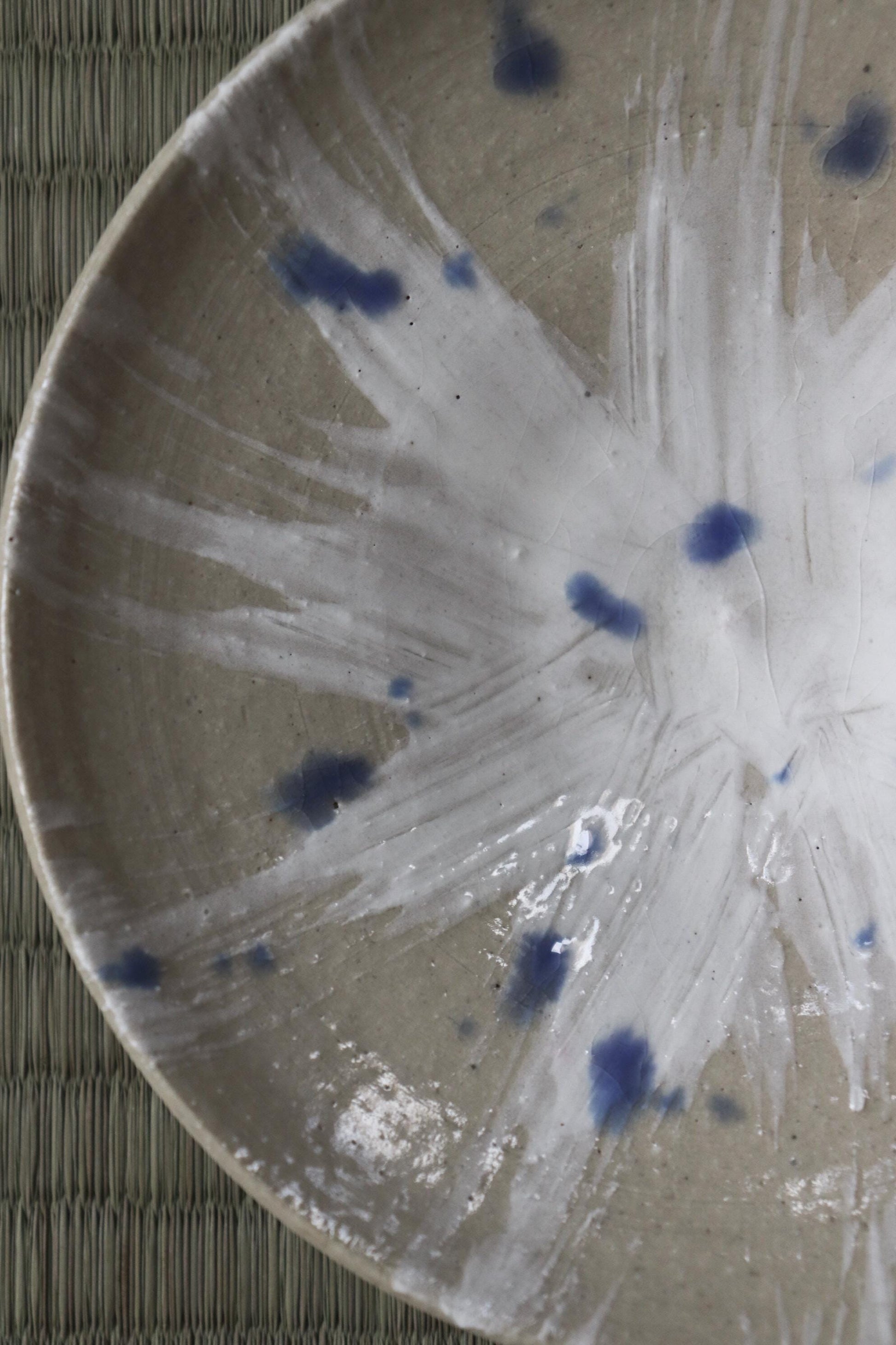 One of a Kind Handmade Japanese Artisan Plate | White Star & Indigo Ceramic Plate | Masanori Tanaka Pottery | Made in Japan