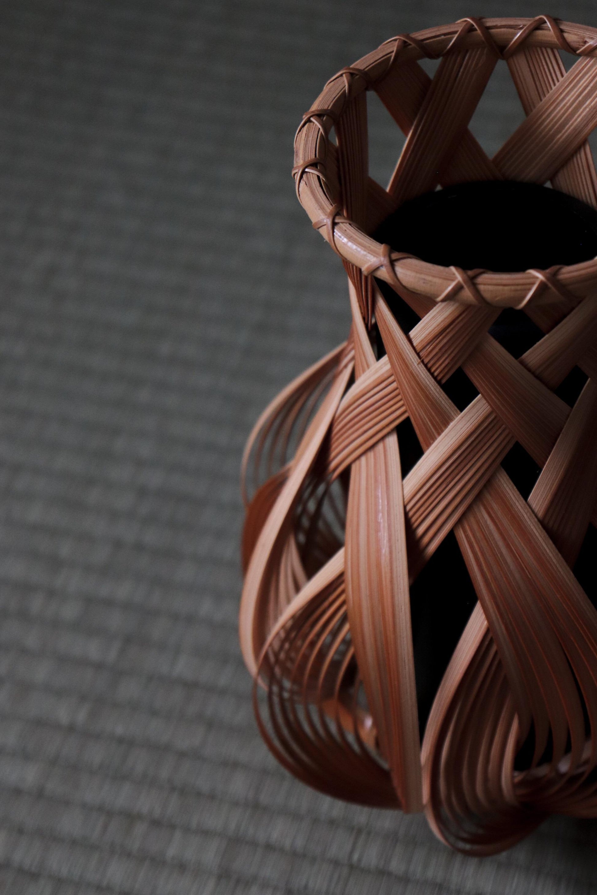 Vintage Beppu Bamboo Flower Vase | Handmade Japanese Bamboo Basket Vase | Ikebana Basket | Made in Japan