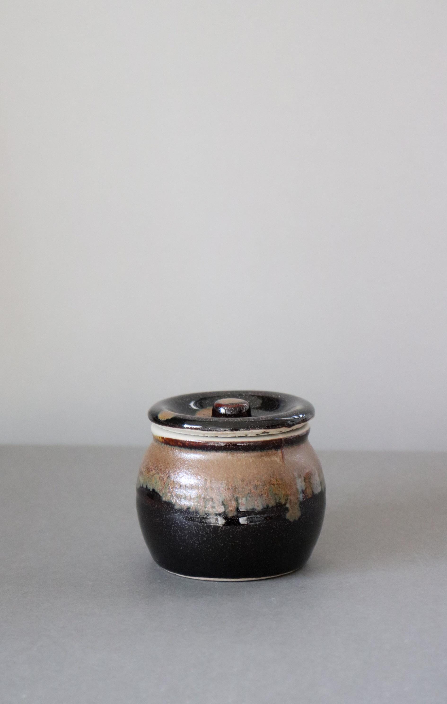 Japanese Mino Ware Lidded Storage Jar | Ceramic Miso Crock | Garlic Keeper | Pickle Jar | Kitchen Canister | Made in Japan