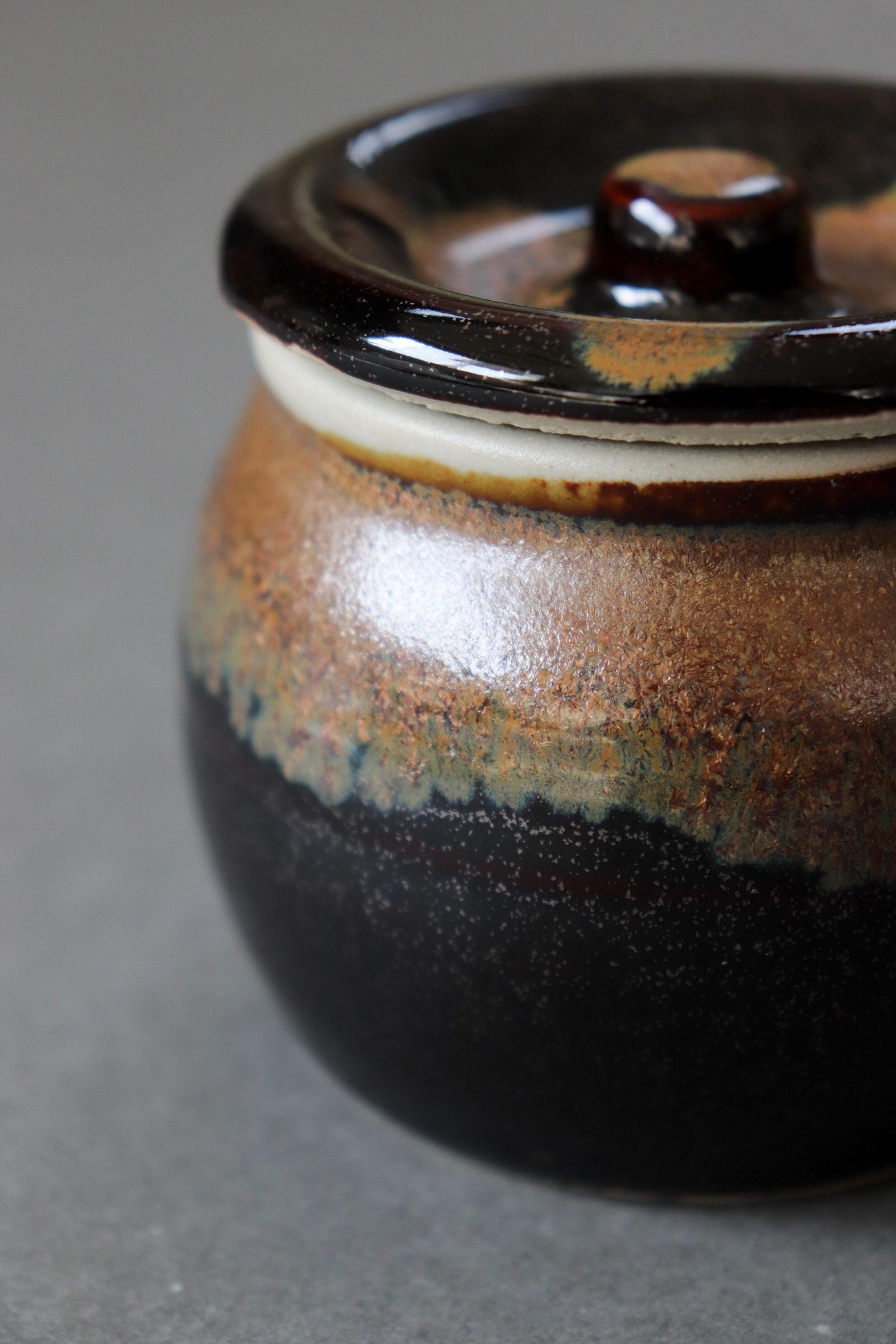 Japanese Mino Ware Lidded Storage Jar | Ceramic Miso Crock | Garlic Keeper | Pickle Jar | Kitchen Canister | Made in Japan