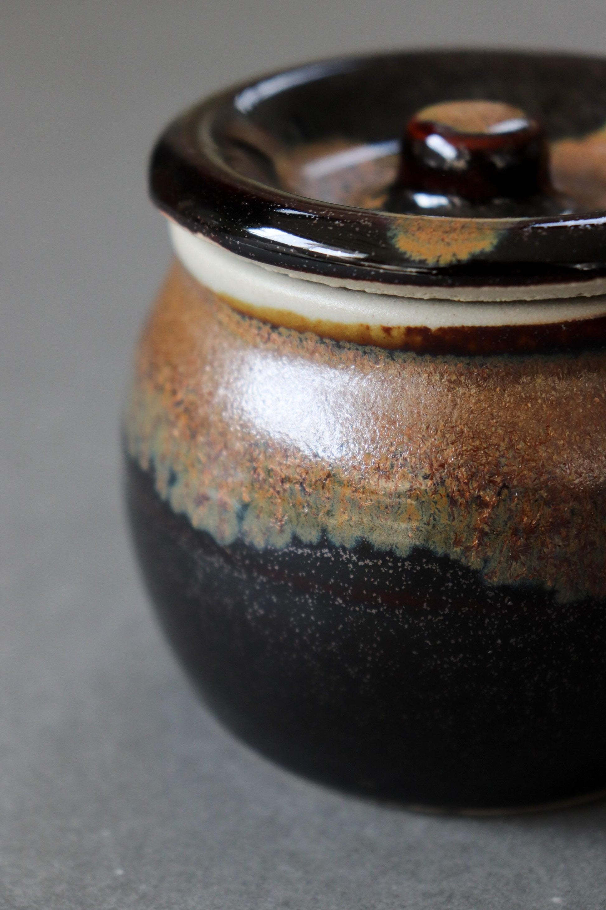 Japanese Mino Ware Lidded Storage Jar | Ceramic Miso Crock | Garlic Keeper | Pickle Jar | Kitchen Canister | Made in Japan