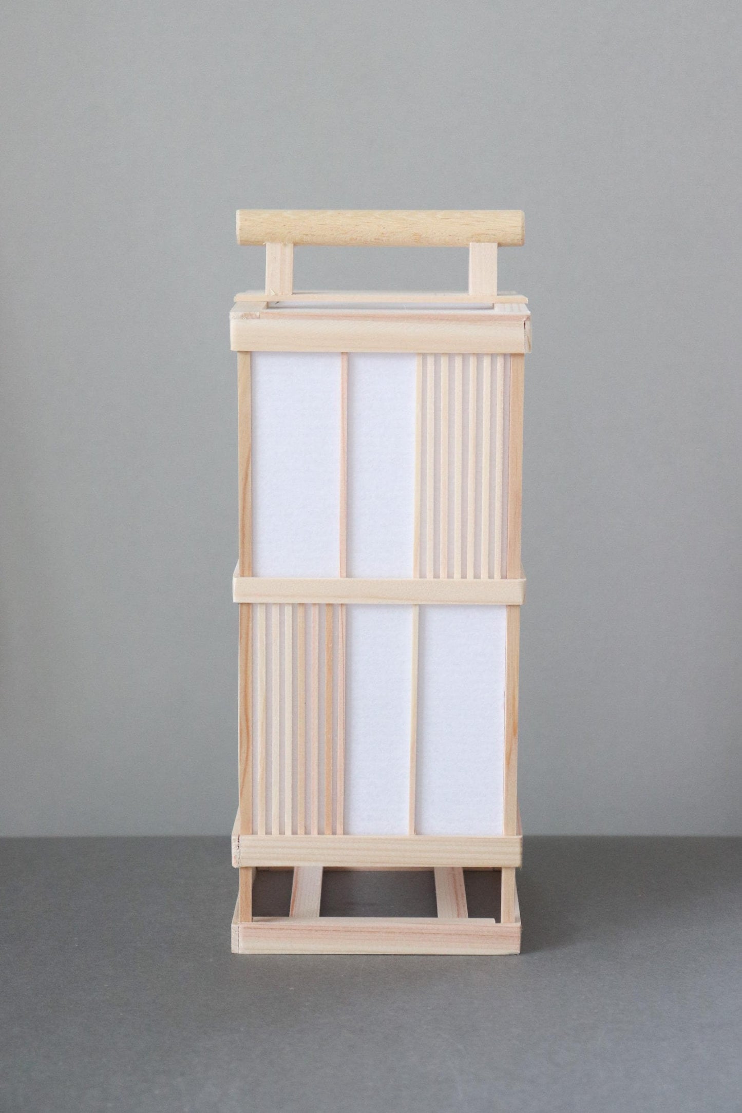 Japanese Hinoki and Washi Lantern Lamp, Motion Sensor LED, Cordless Bedside Light, Vertical Lattice, Made in Japan