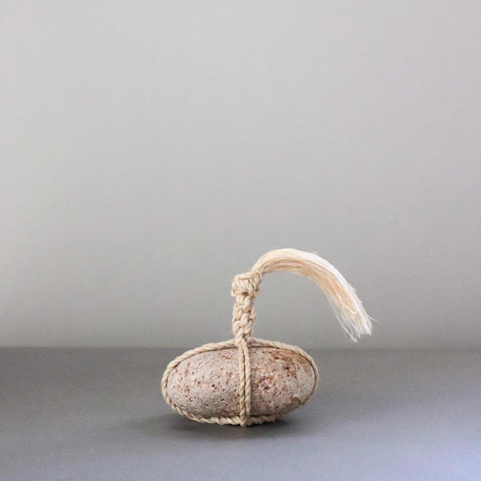 Japanese Sekimori Stone | Niigata Natural Stone with Seima Hemp | Handmade Boundary Stone | Wabi Sabi Decor | Made in Japan