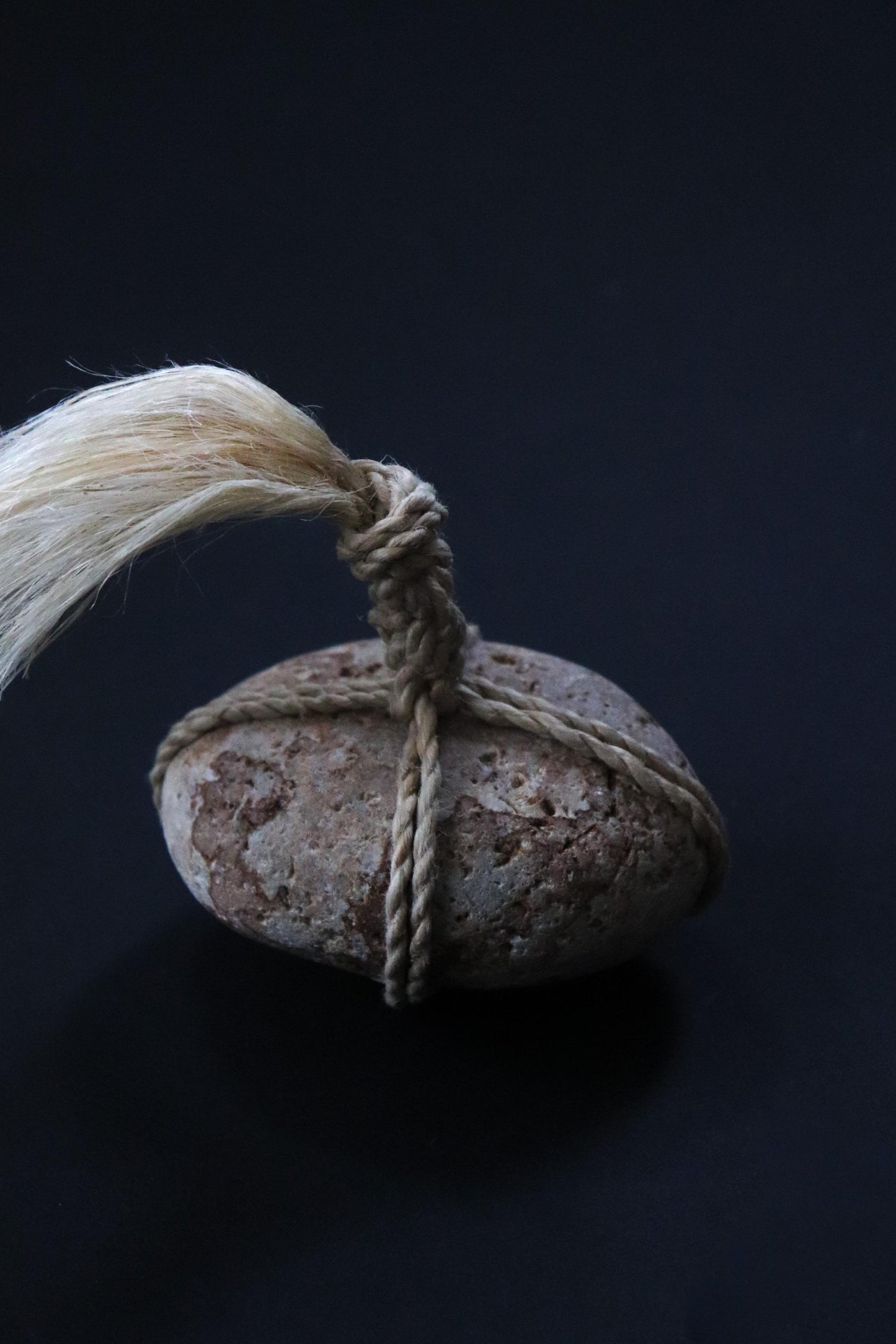 Japanese Sekimori Stone | Niigata Natural Stone with Seima Hemp | Handmade Boundary Stone | Wabi Sabi Decor | Made in Japan