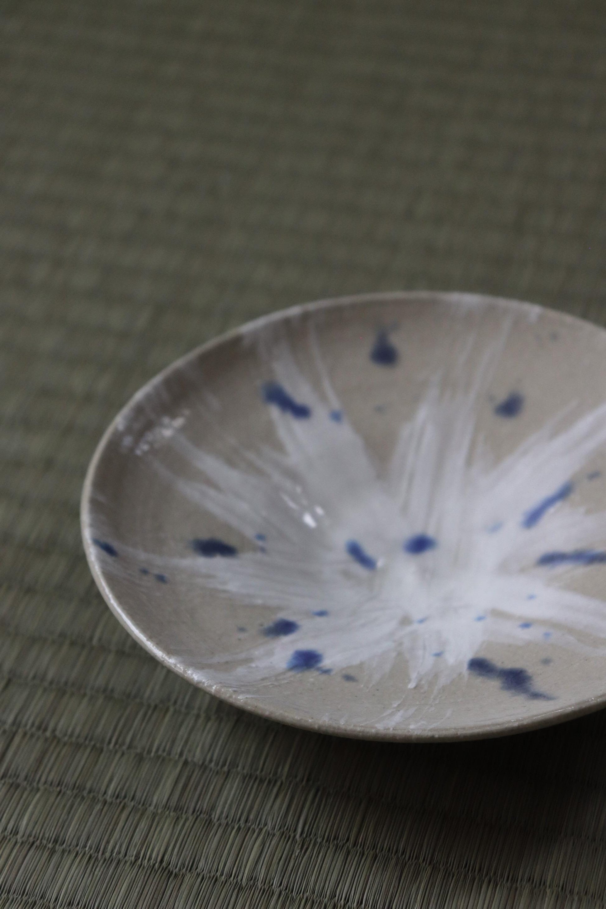One of a Kind Handmade Japanese Artisan Plate | White Star & Indigo Ceramic Plate | Masanori Tanaka Pottery | Made in Japan