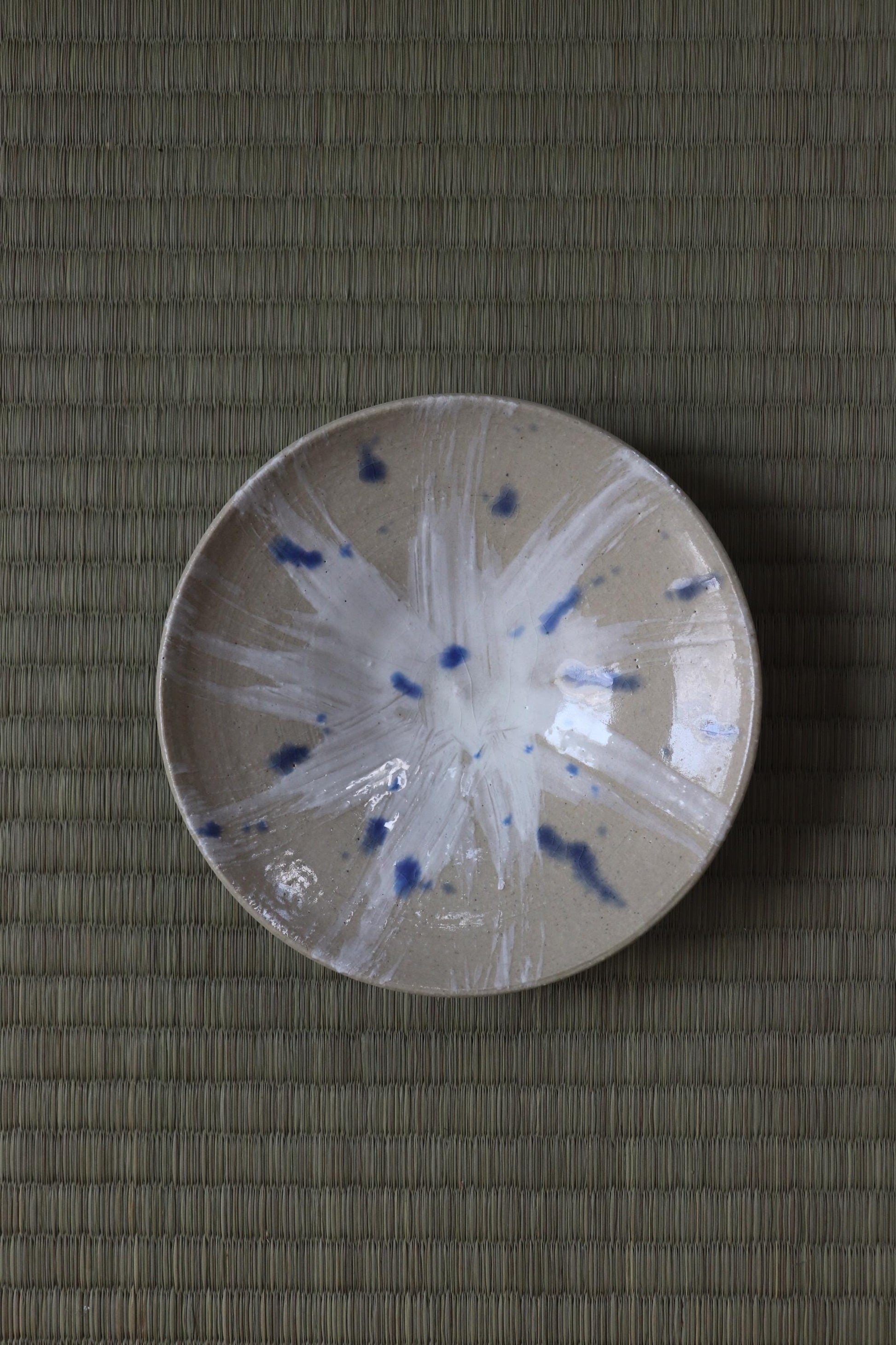 One of a Kind Handmade Japanese Artisan Plate | White Star & Indigo Ceramic Plate | Masanori Tanaka Pottery | Made in Japan