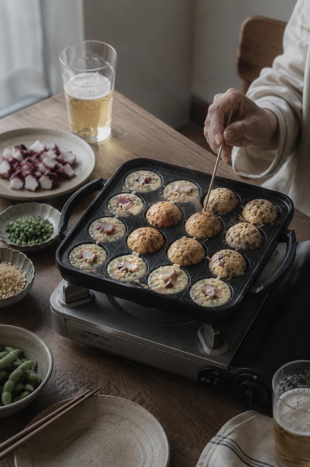 Japanese Cast Iron Takoyaki Pan 16 Hole | IH Induction Compatible | Made in Japan Nambu Ironware | Takoyaki Maker | Aebleskiver Pan |Cooking