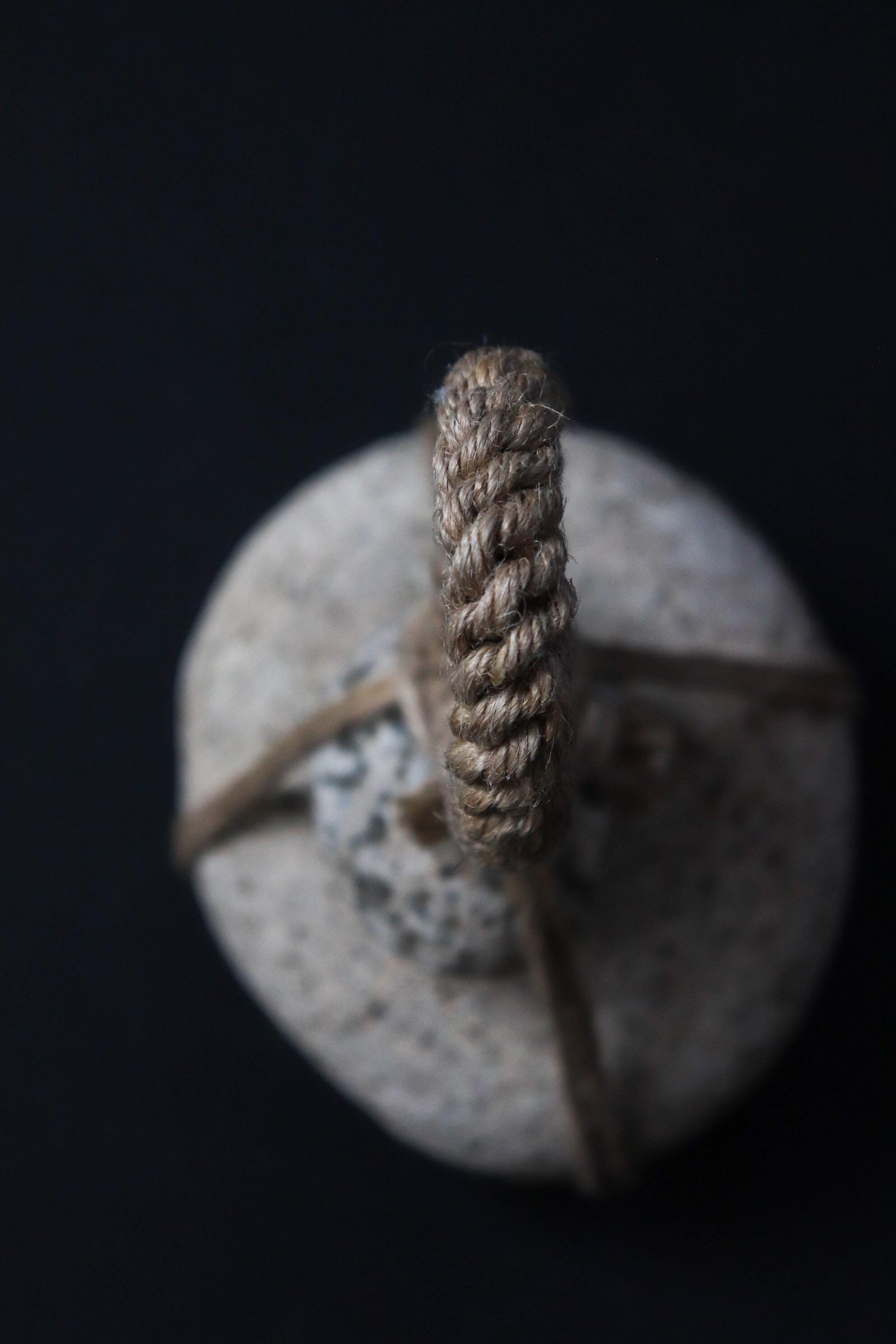 Japanese Two-Tier Sekimori Ishi | Natural Niigata Stone | Hemp Cord | Tea Garden Marker | Wabi Sabi Decor | One of a Kind
