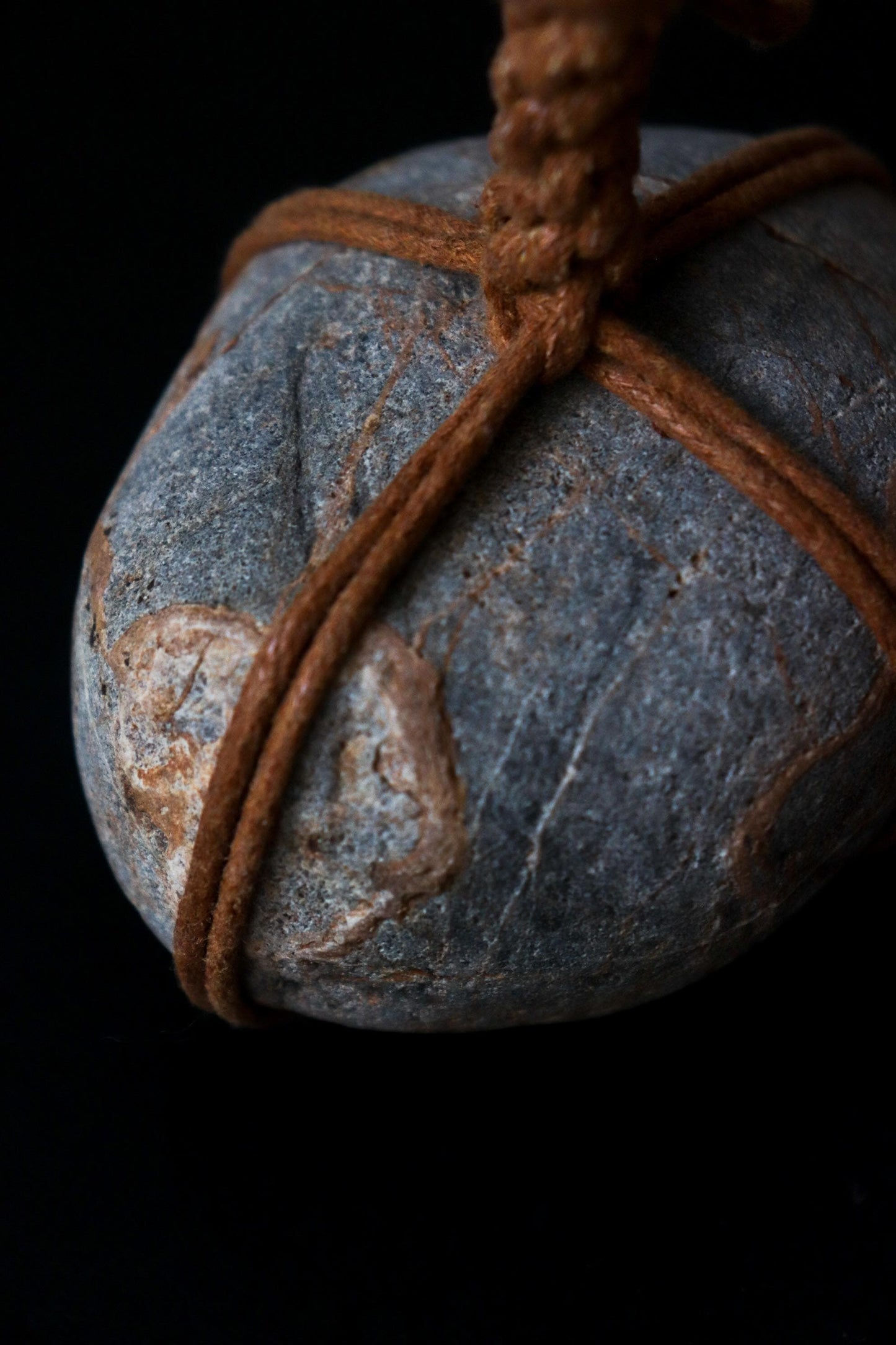 Japanese Sekimori Ishi | Natural Niigata Stone with Cotton Cord | Tea Garden Marker | Wabi Sabi Decor | One of a Kind